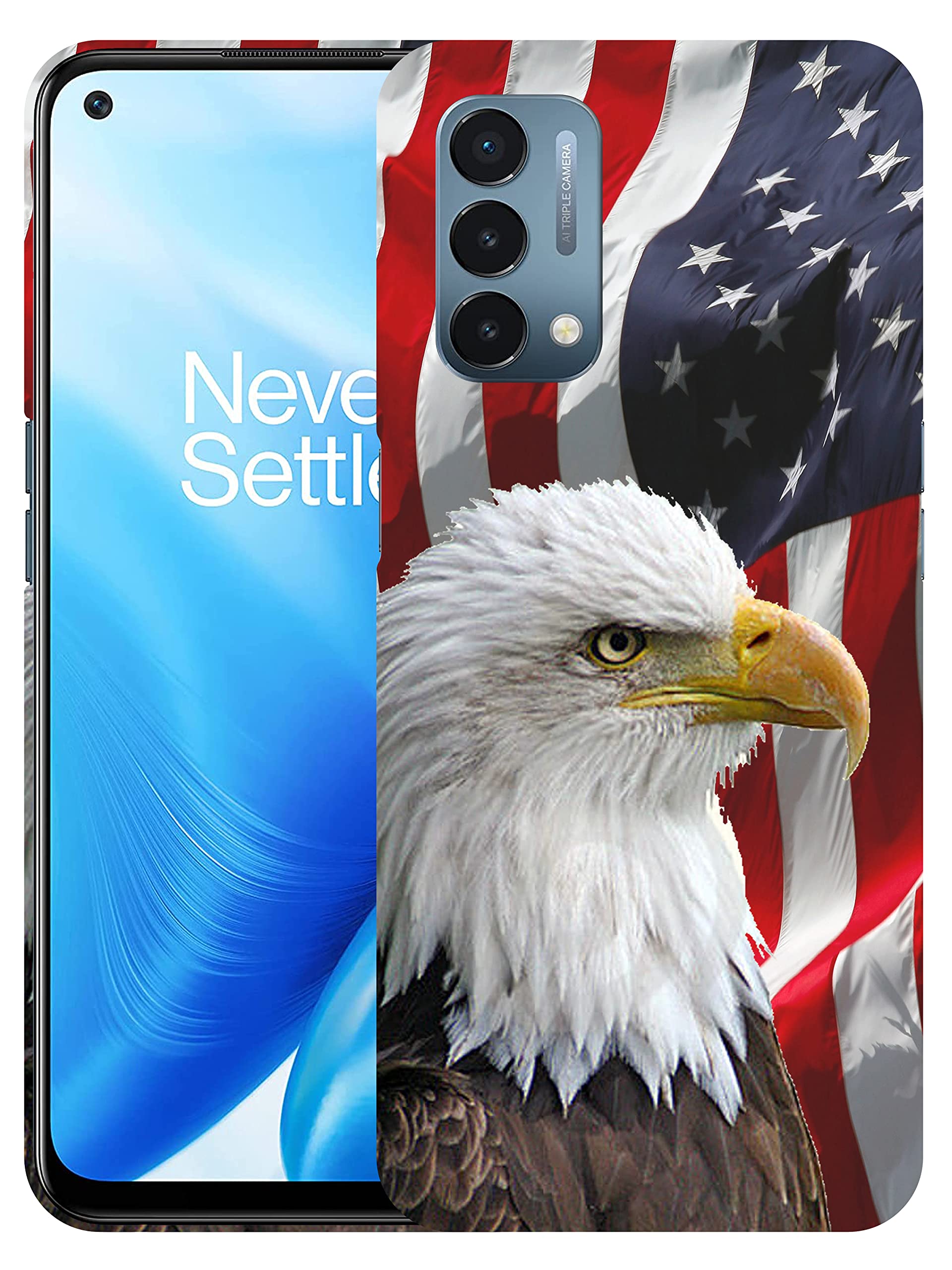 Glisten - OnePlus Nord N200 5G Case, 1+Nord N200 5G Case - Bald Eagle American Flag Design Printed Slim & Cute Plastic Hard Snap on Protective Designer Back Phone Case for 1+ OnePlus Nord N200 5G.