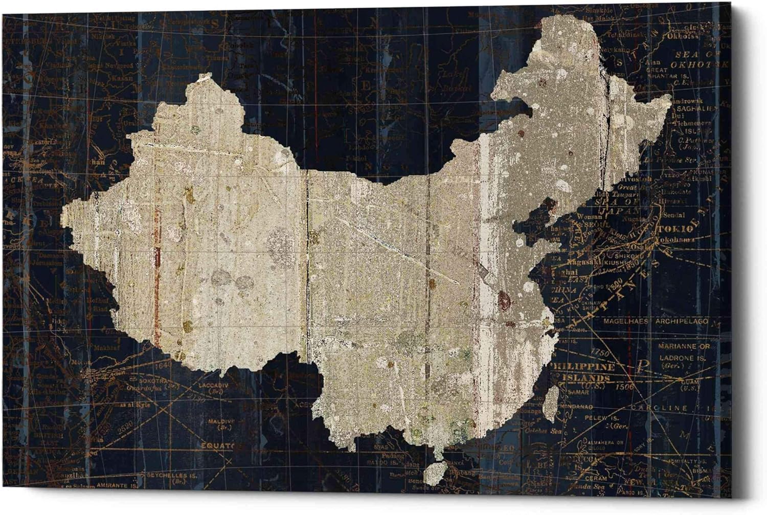 Epic Graffiti 'Old World Map China' by Wild Apple Portfolio, Canvas Wall Art, 12"x18"