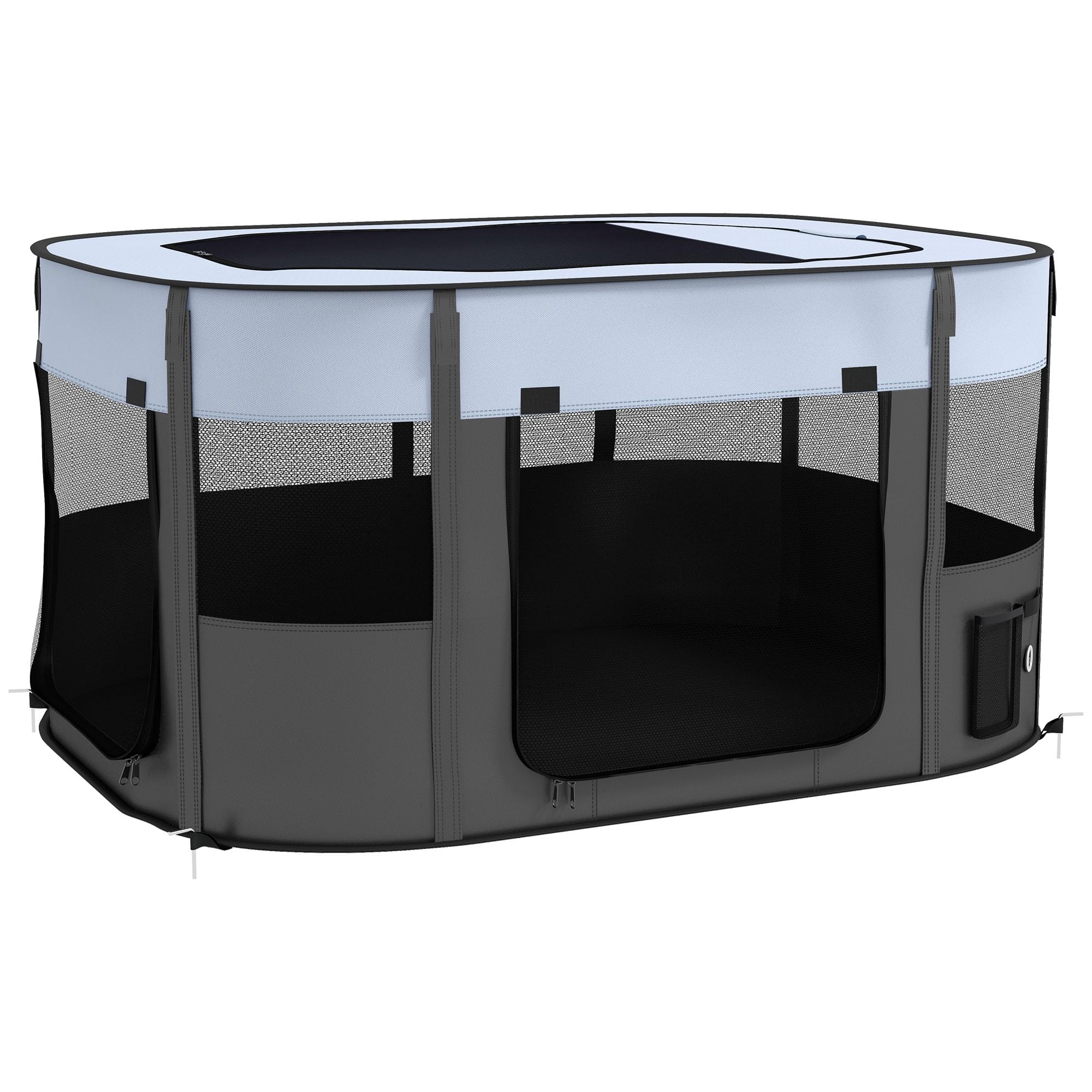 Pawhut Grey Portable Dog Pen For Puppies Rabbits Kittens Guinea Pigs