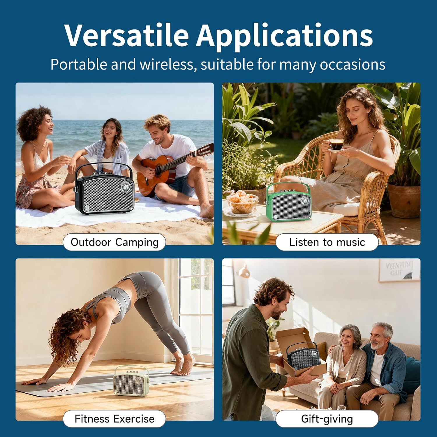 Bluetooth Speaker 120W Peak Powerful HiFi Loud Sound with Deep Bass, Dual DSP Chips, Bass/Treble controls, Vintage Decor Portable Wireless Boombox Speakers Ideal Gift for Party Camping Backyard - Image 5