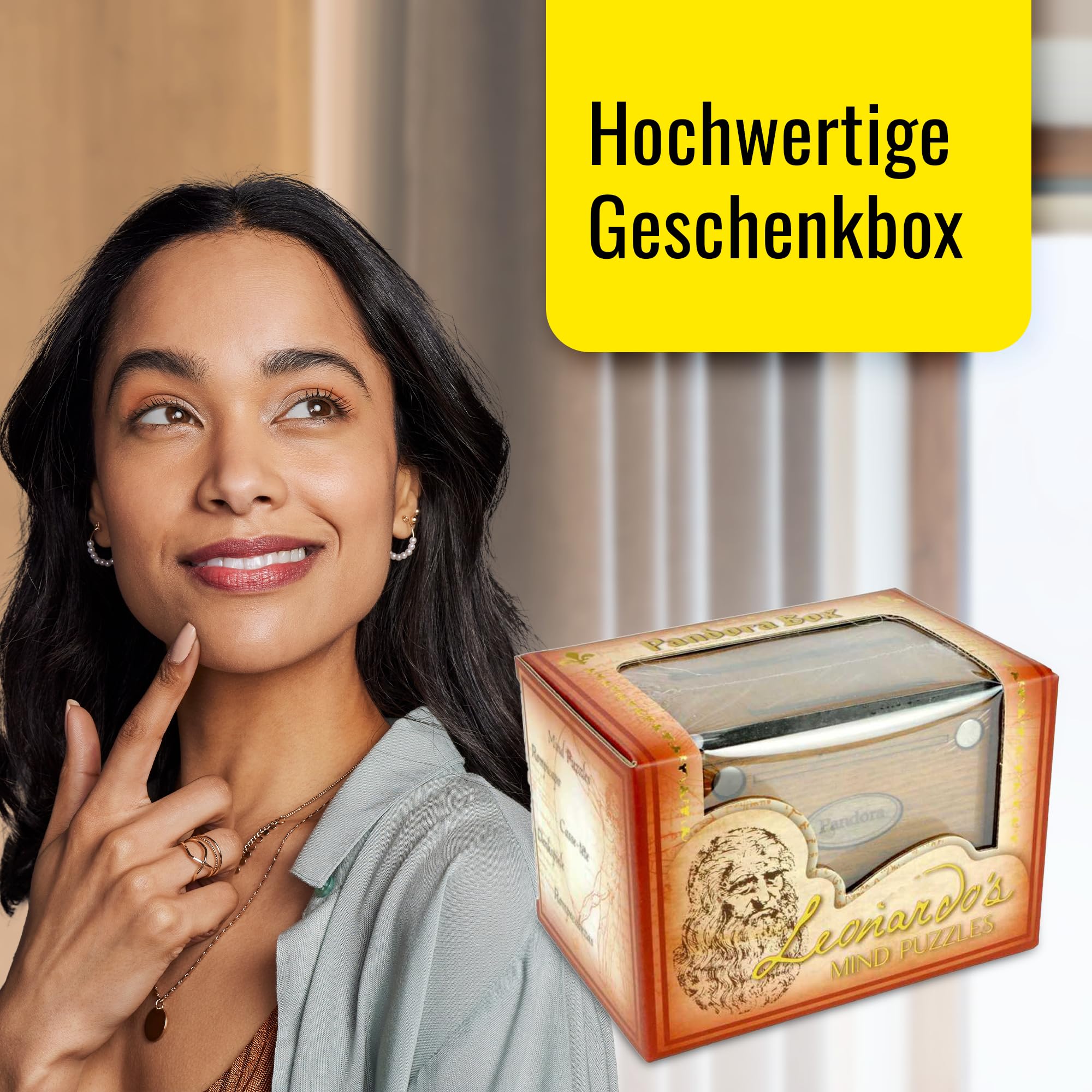 Logica Spiele Art. Pandora Box – Die Secrete Box – Puzzles aus Holz – Geheimset – Schwierigkeitsgrad 5/6 Unglaublich – Kollektion Leonardo da Vinci