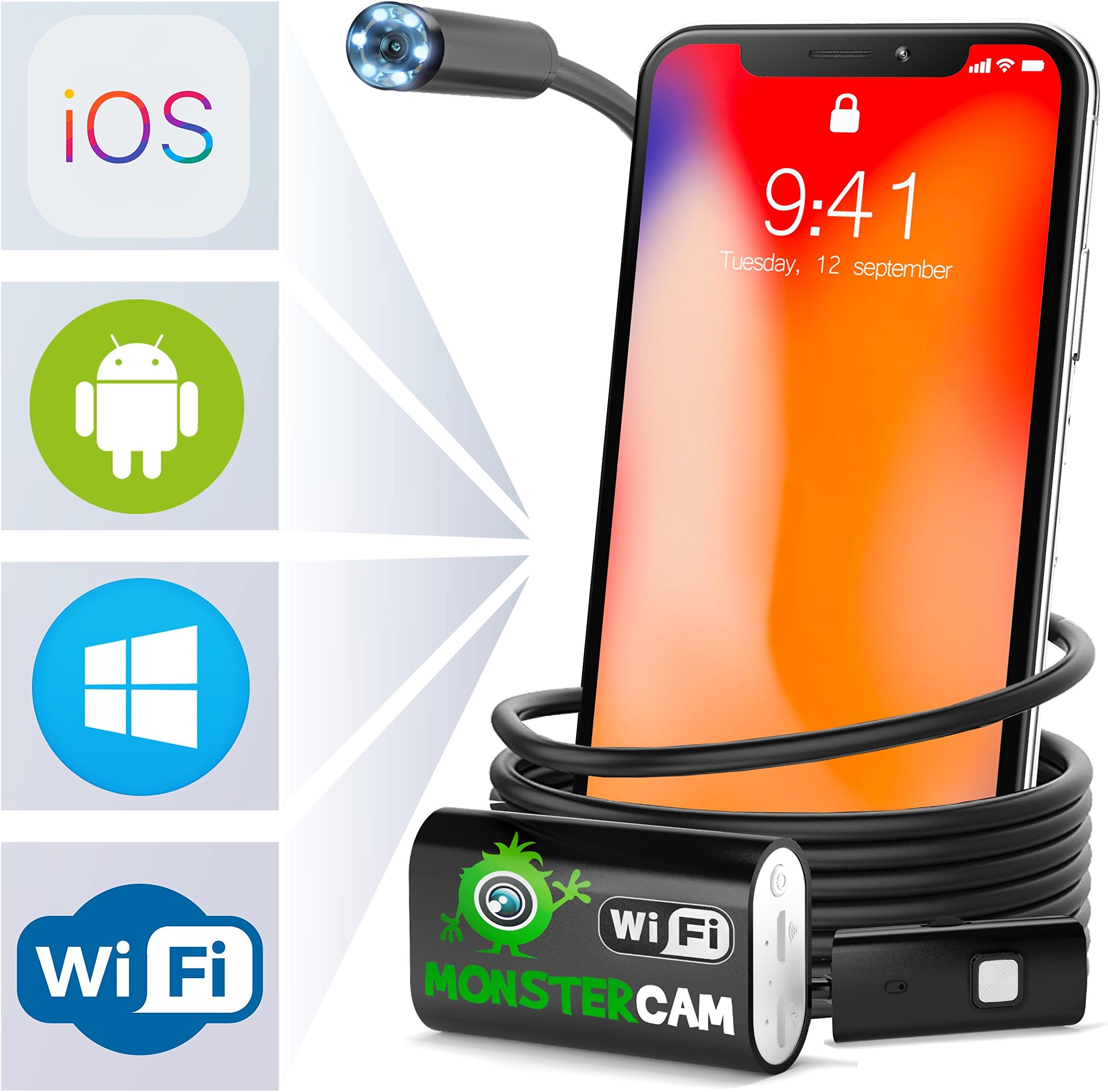 Endoscope - Endoscope Inspection camera - Borescope camera - Snake Camera Iphone 6 7 8 X Android IOS Borescope Endoscope - Wireless Waterproof Home Vehicle Welding Digital LED WiFi Endoscope HD