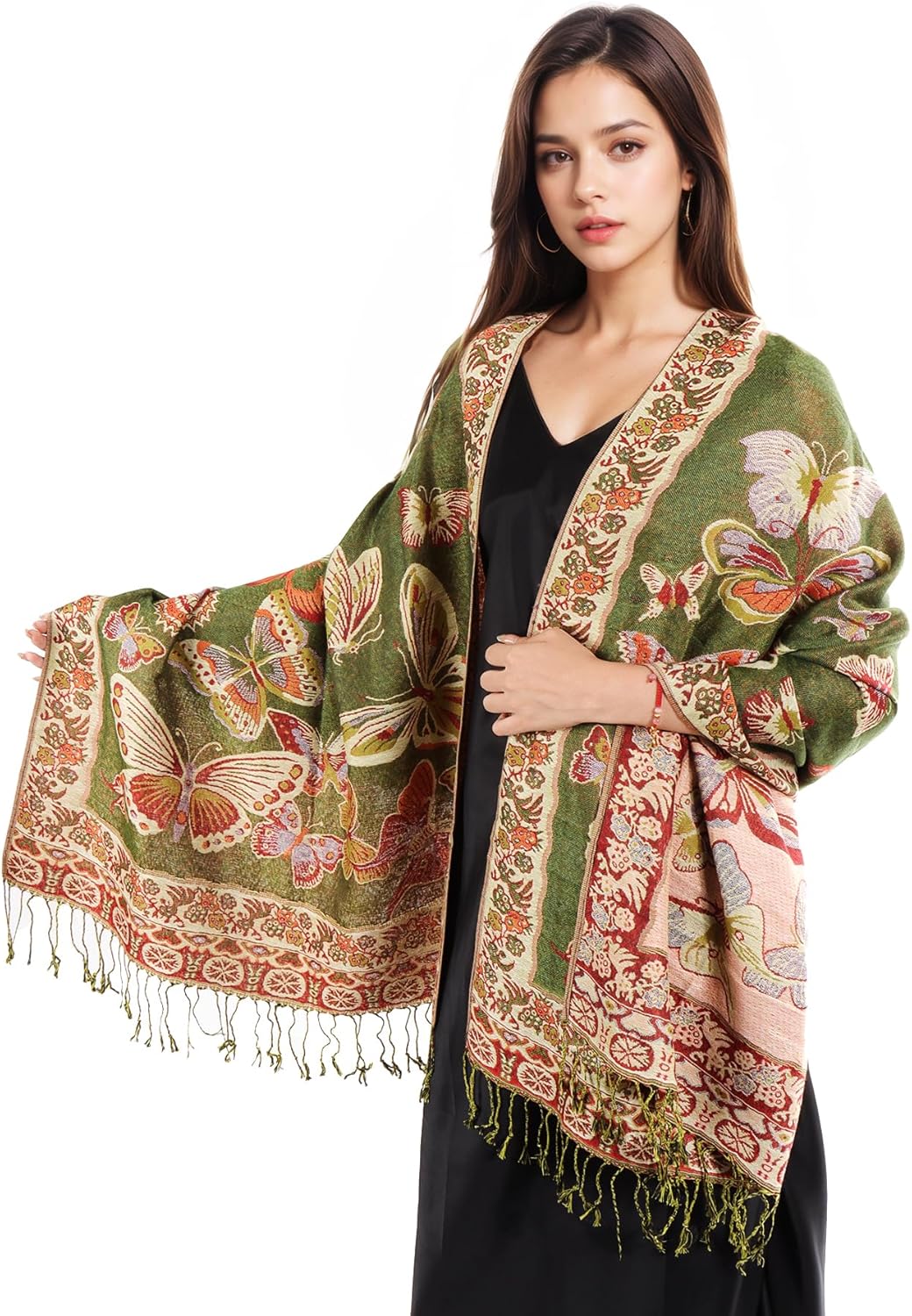 MUQU Women Pashmina Shawls and Wraps Scarf Soft Silky Reversible Paisley Scarves Shawl for Women - Image 4