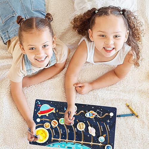 Miniatura 6 de Zeoddler Rompecabezas de sistema solar móvil para niños de 3 a 6 años, juguetes espaciales de madera, planetas para niños, actividades de