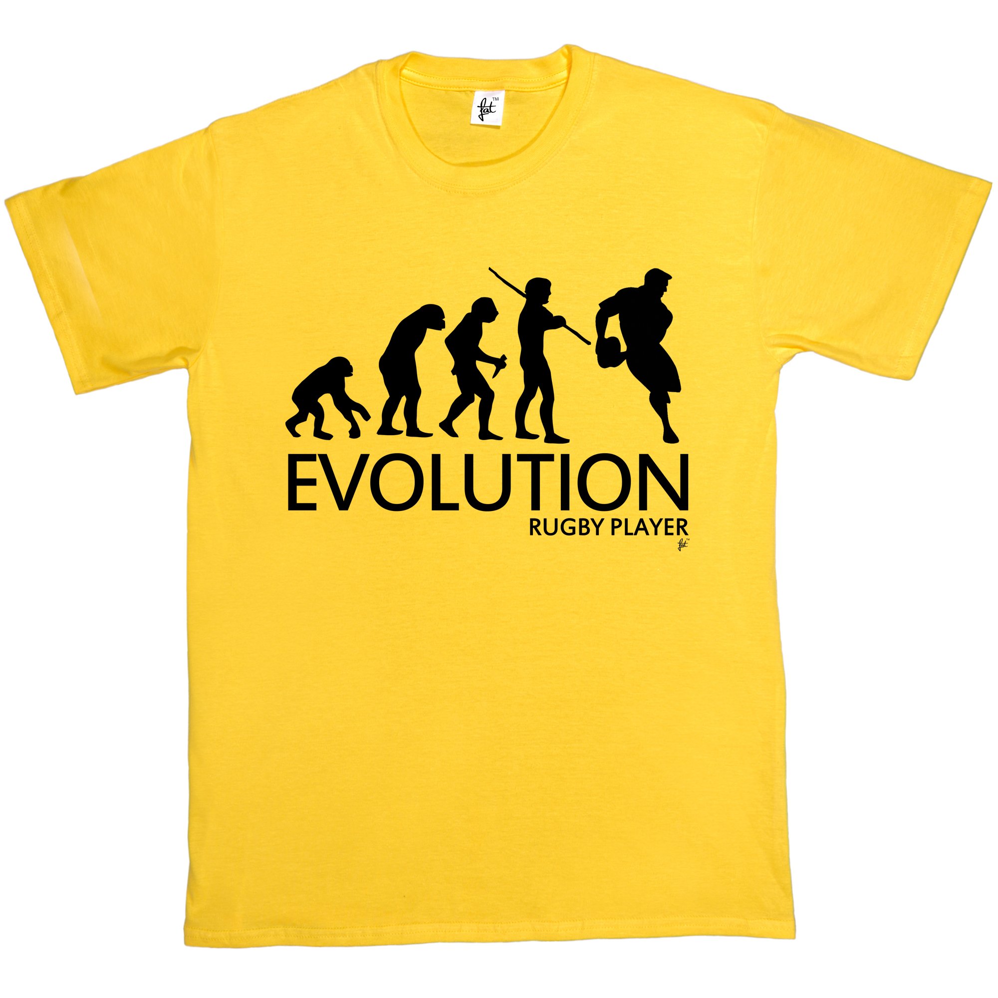 Fancy A Snuggle Men's Yellow Evolution Of A Rugby Player Cotton Short Sleeve T-Shirt Size L