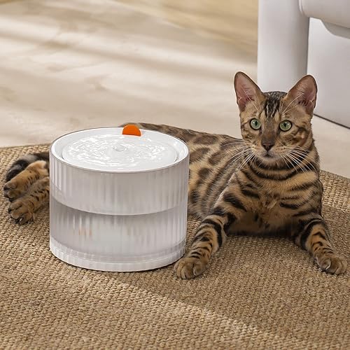 Fuente de agua para gatos inalámbrica, fuente de agua luti para gatos en el interior con bomba inalámbrica, fuente de agua ultra silenciosa para