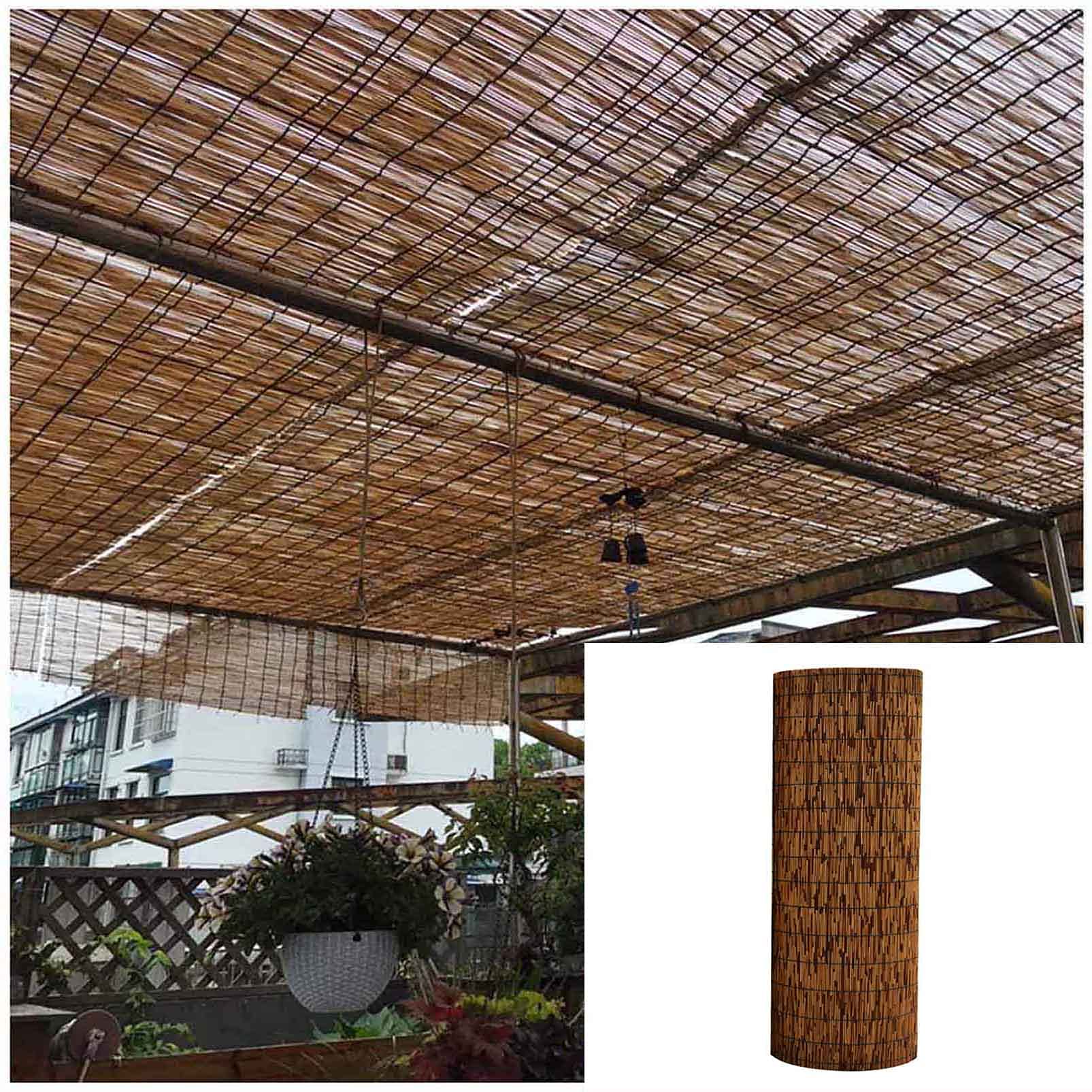 Rotolo di recinzione in bambù per la privacy, per recinzioni in bambù, per terrazza, giardino, balcone, frangivento, 90, 100, 120, 130, 140 cm