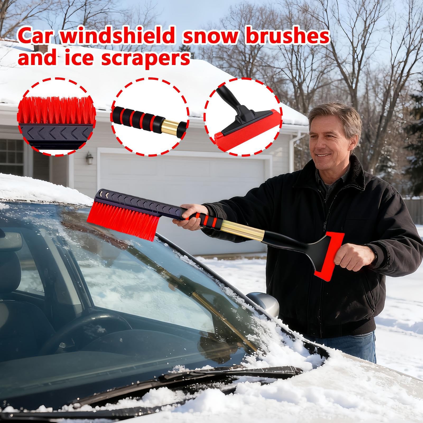 Raschia Neve Per Auto Pala a Doppia Testa Estendibile | Raschiatori Per Ghiaccio Telescopici Per Parabrezza Auto Per Parabrezza SUV Camion Sedan RV Clima Freddo Pulizia Detailing