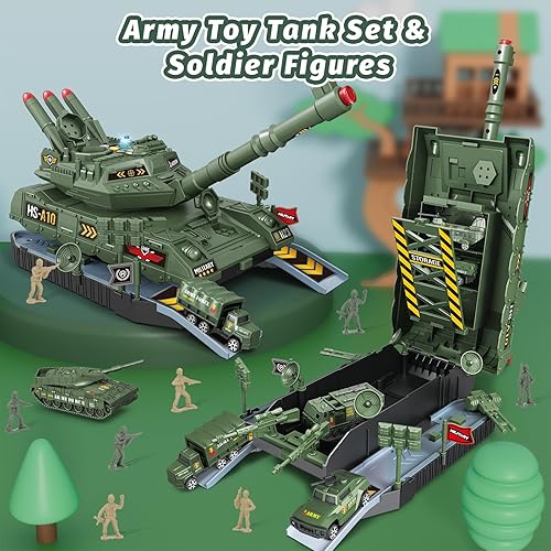 Miniatura 2 de Youlechen Juego de juguetes de tanque para niños de 3 a 5, 6 piezas de juguetes del ejército fundido a presión y 8 figuras de soldado, juguetes