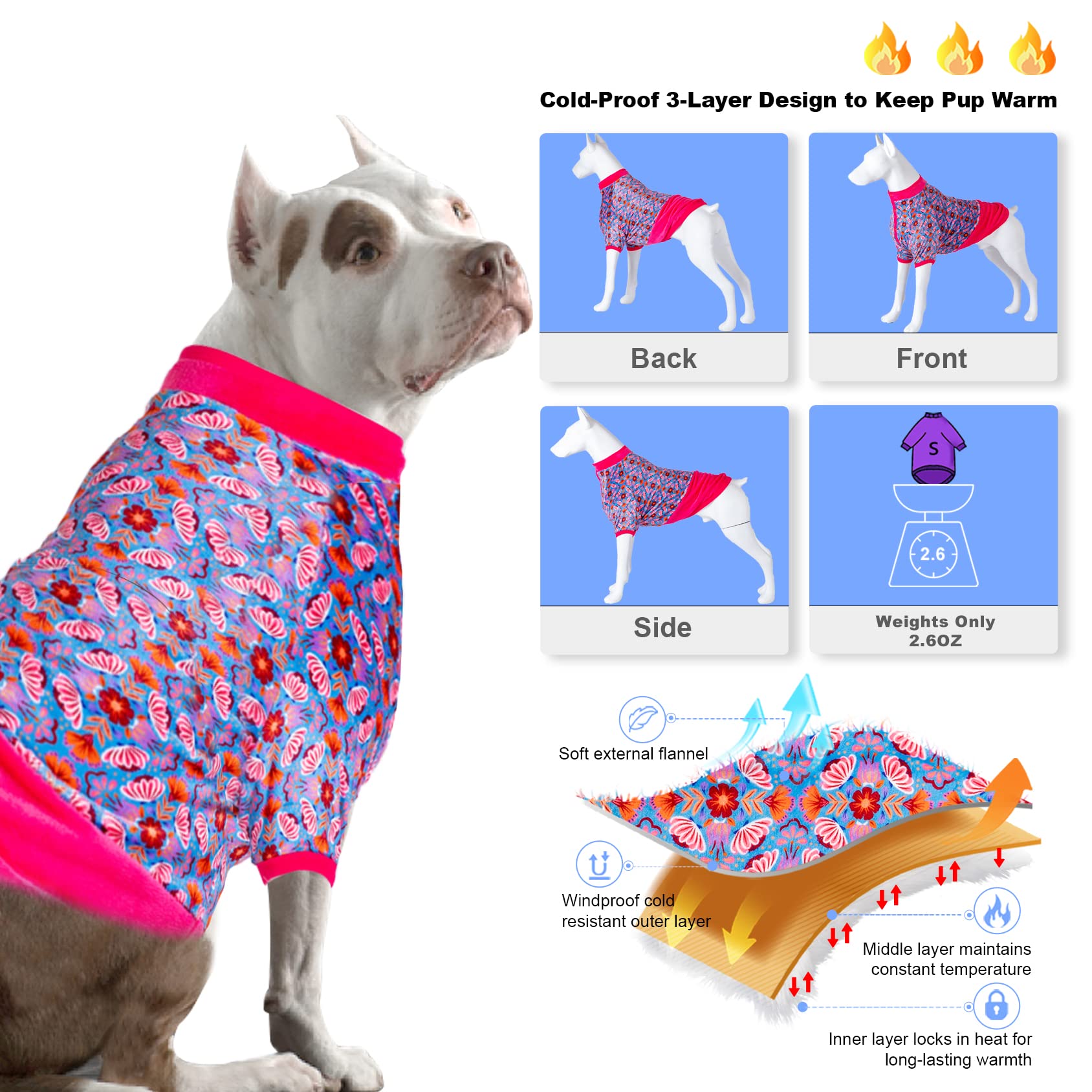 LovinPet Hundejacke Für Große Rassen – Leichter Flanell-Wintermantel Für Mastiff, Labrador & Co.