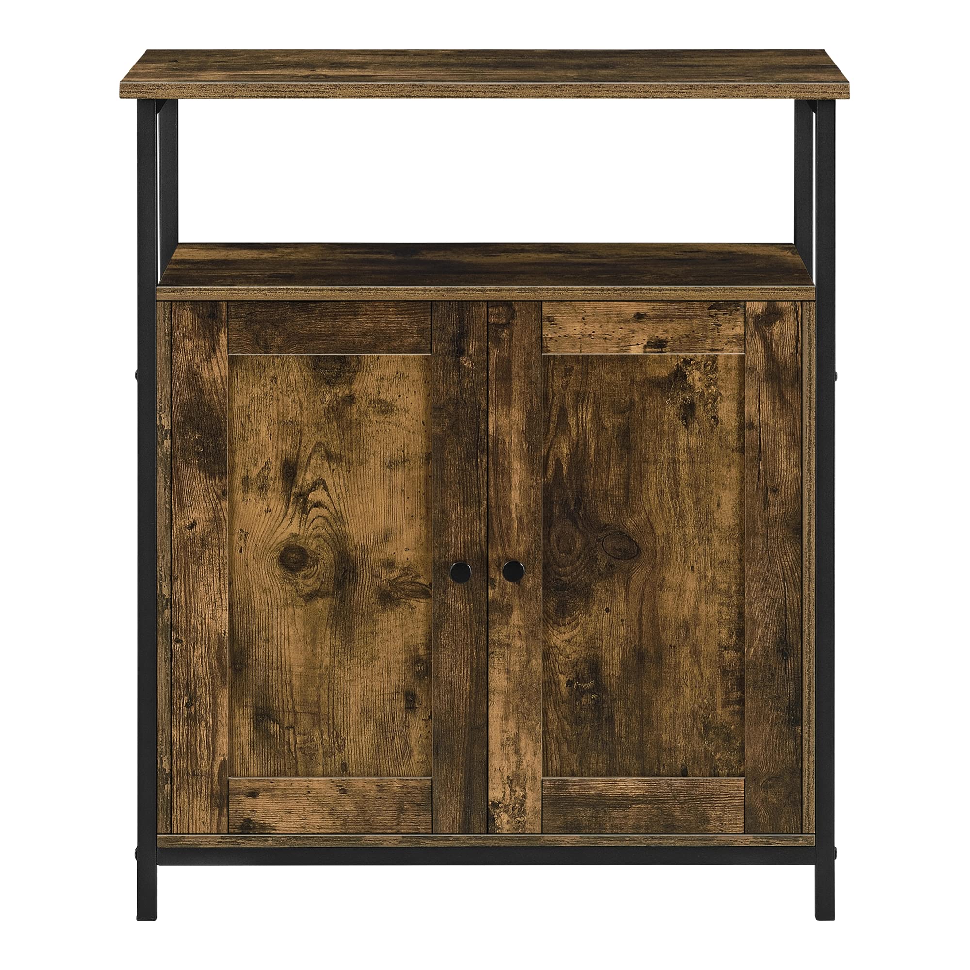 [en.casa] Comò/Credenza (AxLaxP) 79 x 60 x 30 cm Mobile per Soggiorno/Cucina/Camera da Letto - Telaio Laterale in Ferro, Armadietto a 2 Ante e Ripiani - Effetto Legno Scuro