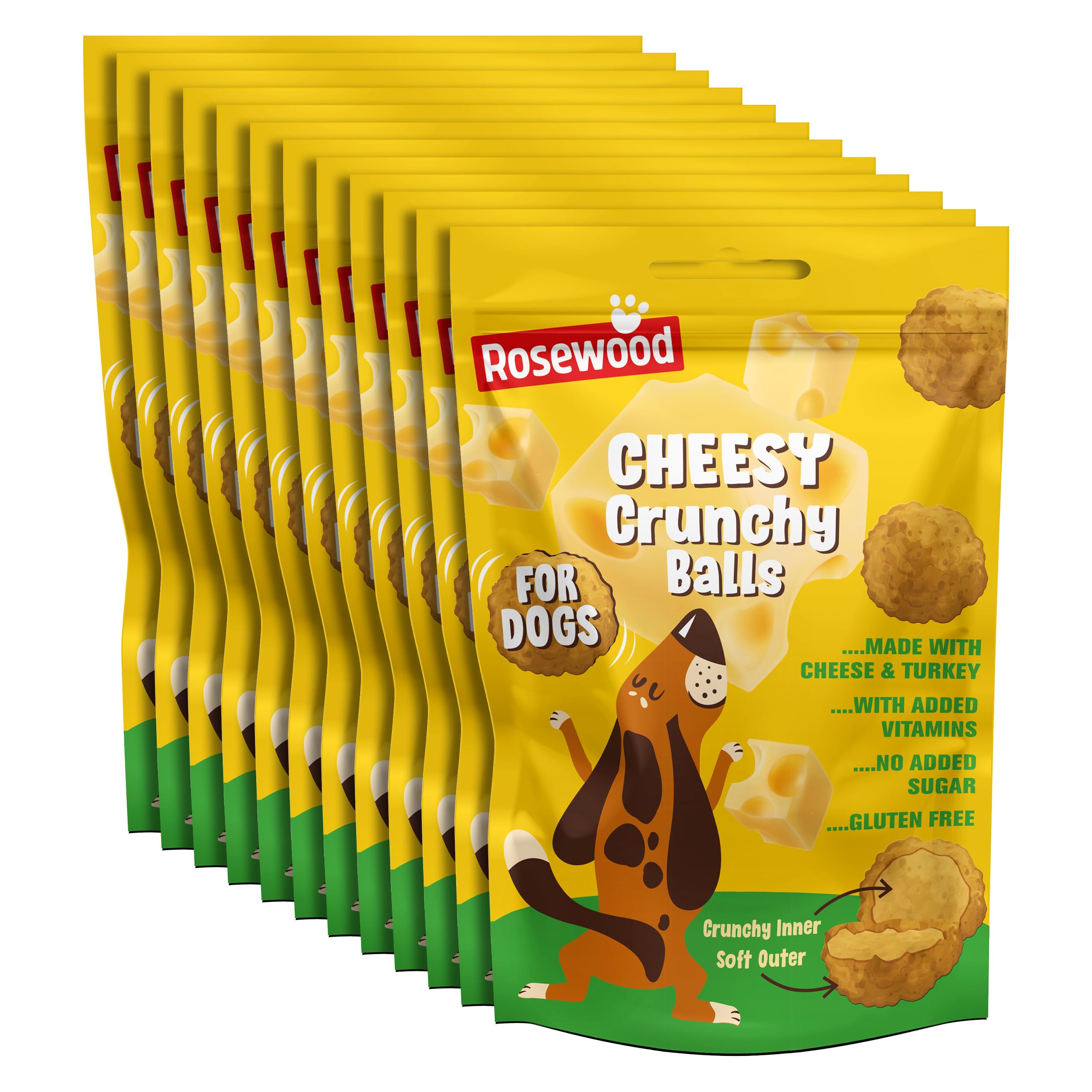 4X ROSEWOOD CHEESEY CRUNCHY BALLS DOG TREATS NO ADDED SUGAR GLUTEN FREE 140G NEW