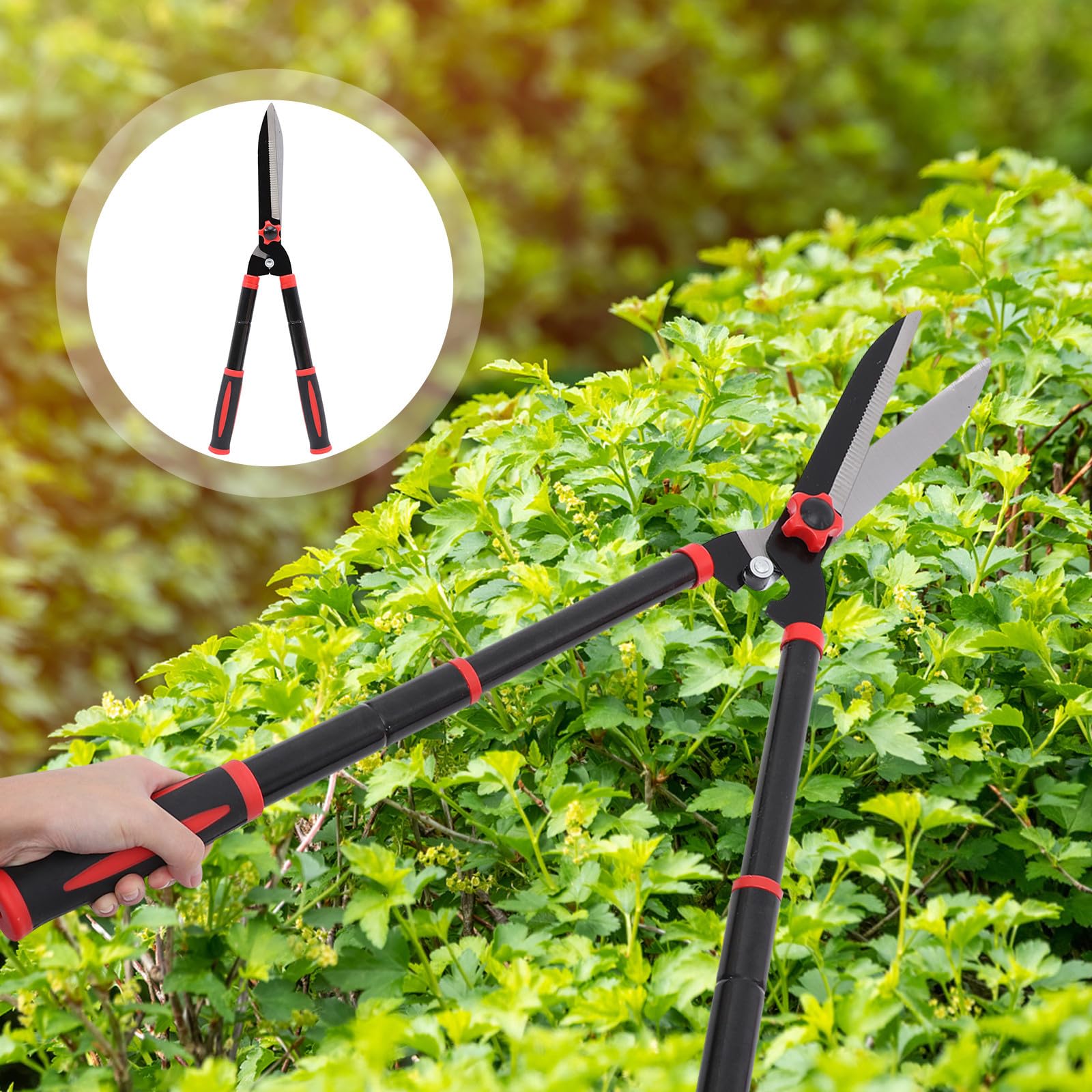 Generic Tagliasiepi Manuale in Acciaio Sk5 Lama Affilata e Manico in Gomma, Cesoie da Giardino Telescopiche 22-30 Pollici per Potatura Siepi e Arbusti
