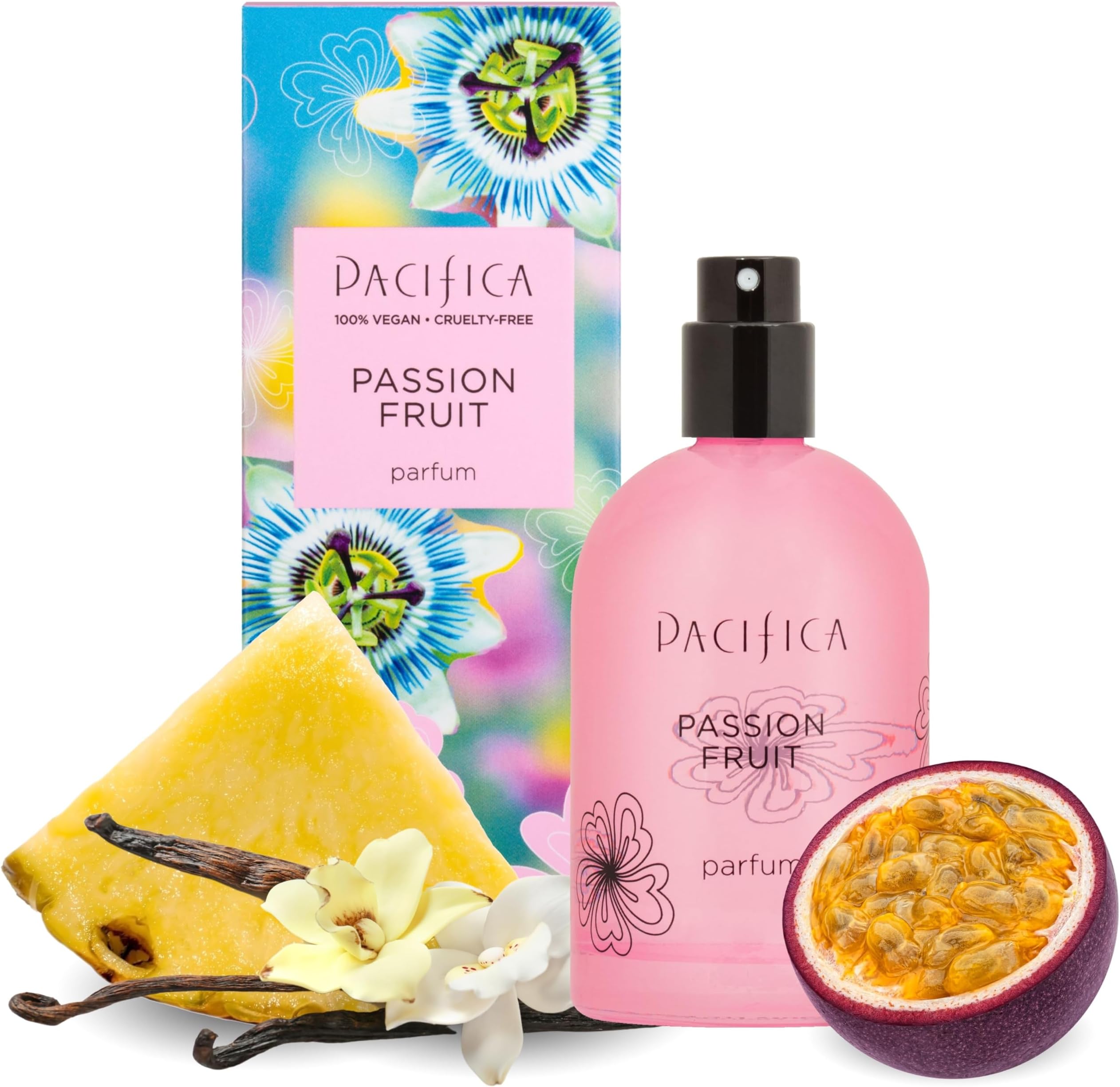 Pacifica Passion Fruit Perfume – Tropical Fruity Floral Clean Perfume for Women with Passionfruit, Pineapple & Vanilla, Vegan, Non-Toxic, Beachy Summer Scent (2 fl oz)