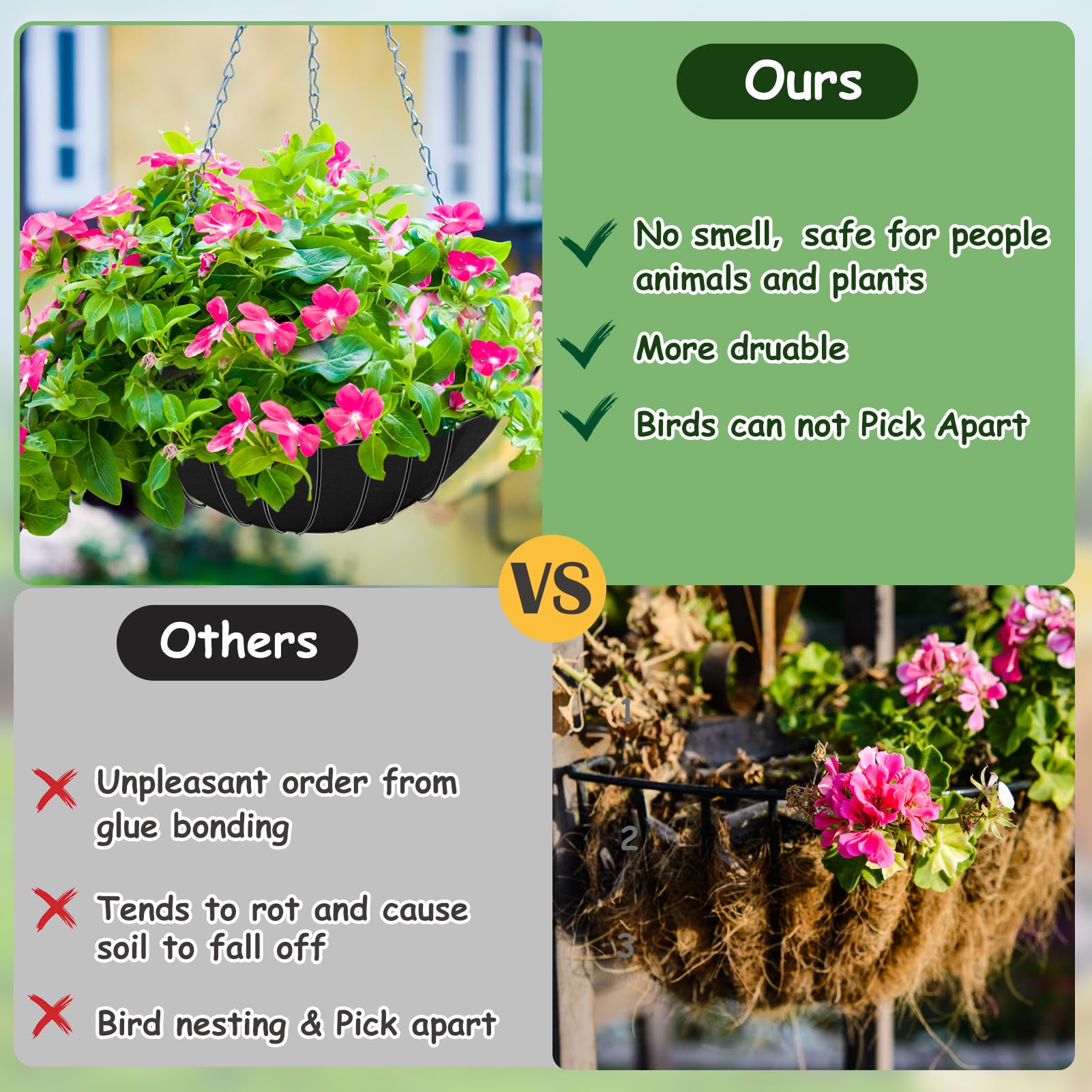 30x100cm/12x40Inch Felt Planter Liner Roll Non Woven Fabric Plant Liner Sheets Black Hanging Basket Liner Roll Coco Liners Roll Alternative Easy to Cut for Garden Flower Pot Window Box Animal Pet Mat - Image 4