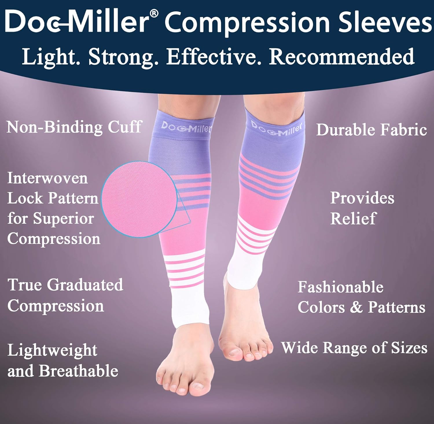 Doc Miller Calf Compression Sleeve for Women & Men, Footless 20-30mmHg Support for Shin Splints, Varicose Veins, Nurses, Running, Leg Pain Relief, 1 Pair - Image 3
