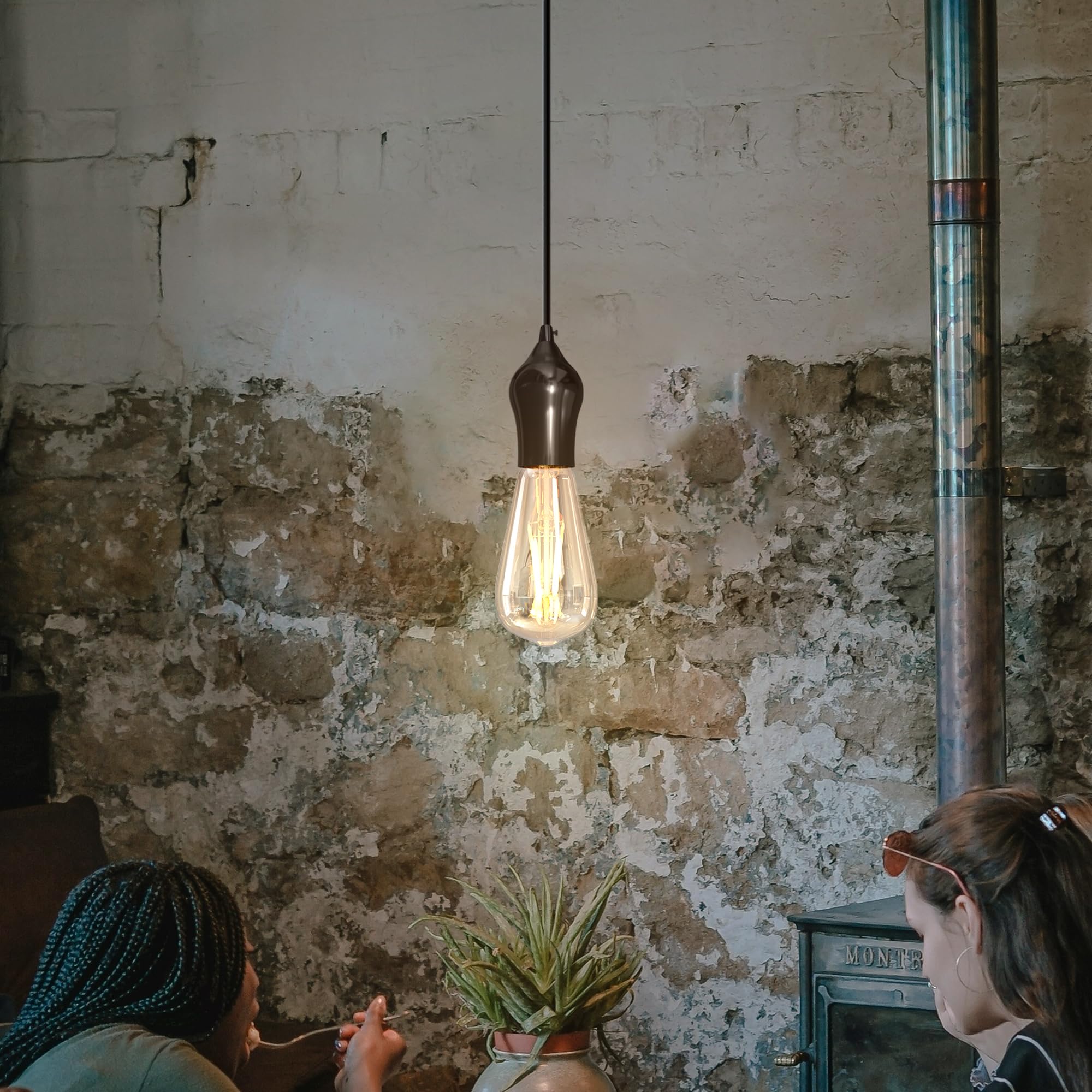 LEDSone Portalampada E27, Portalampada in Ceramica e Adattatore per Lampadine Edison, Potenza Nominale 4A 250V, Ideale per Spazi Industriali e Domestici (Nero Lucido, confezione da 5)