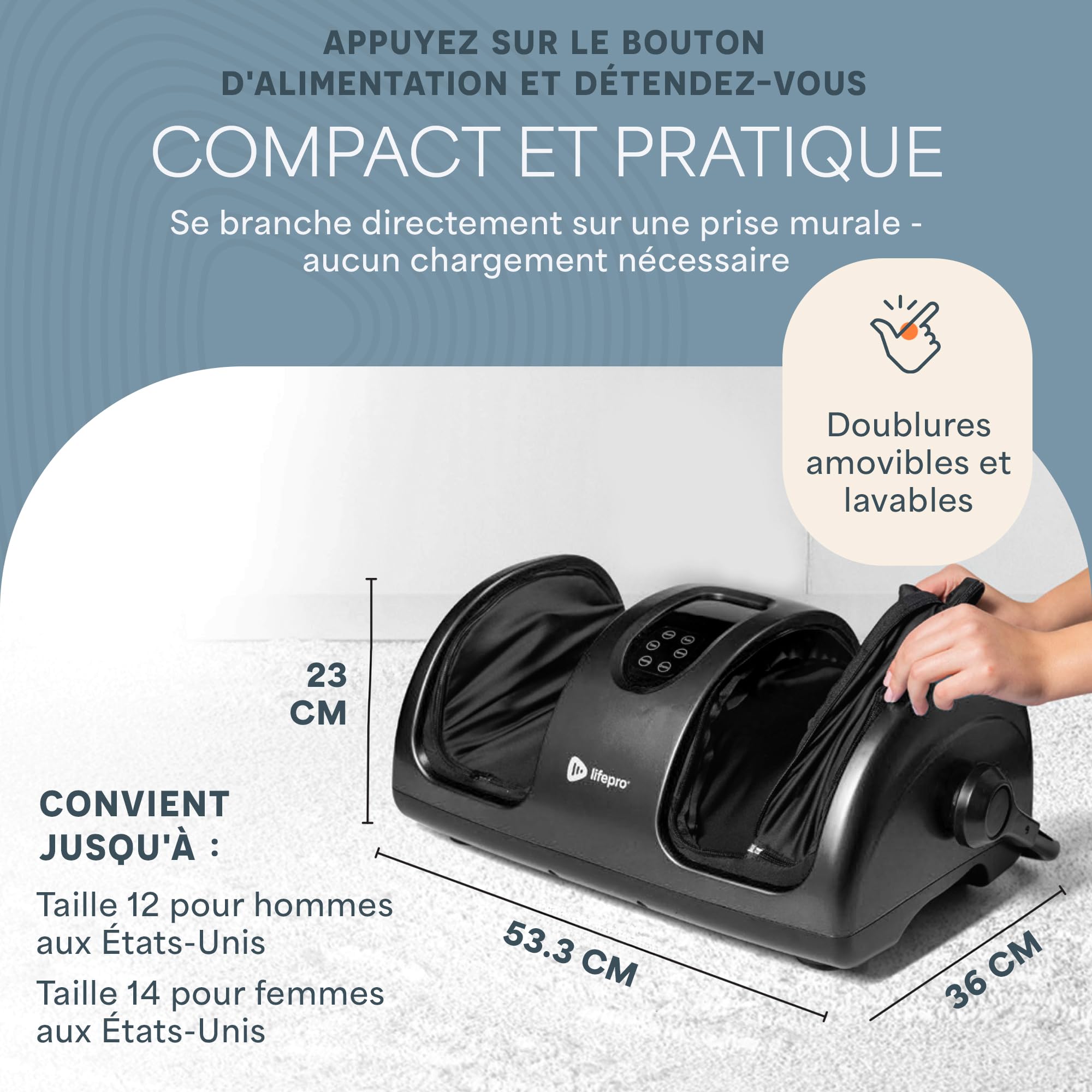 LifePro Masseur de pieds Shiatsu avec chaleur, masseur de jambes à pétrissage profond, masseur de pieds électrique pour la douleur et la circulation, livré avec un rouleau de réflexologie