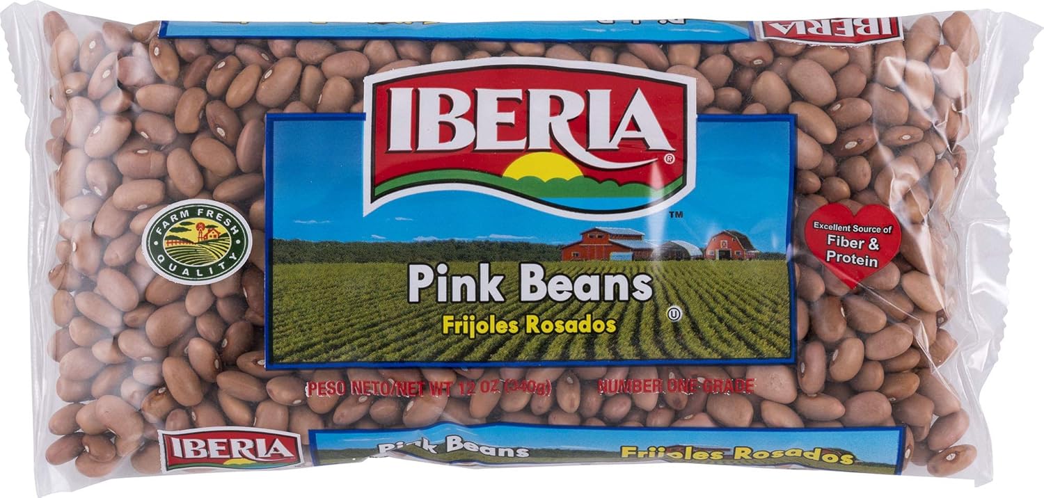 Iberia Pink Beans, 12 oz (Pack of 24) Individually Portioned Dry Pink Beans Bags, Pale Brownish-Pink Beans, Rich in Fiber, Iron, & Vitamin B