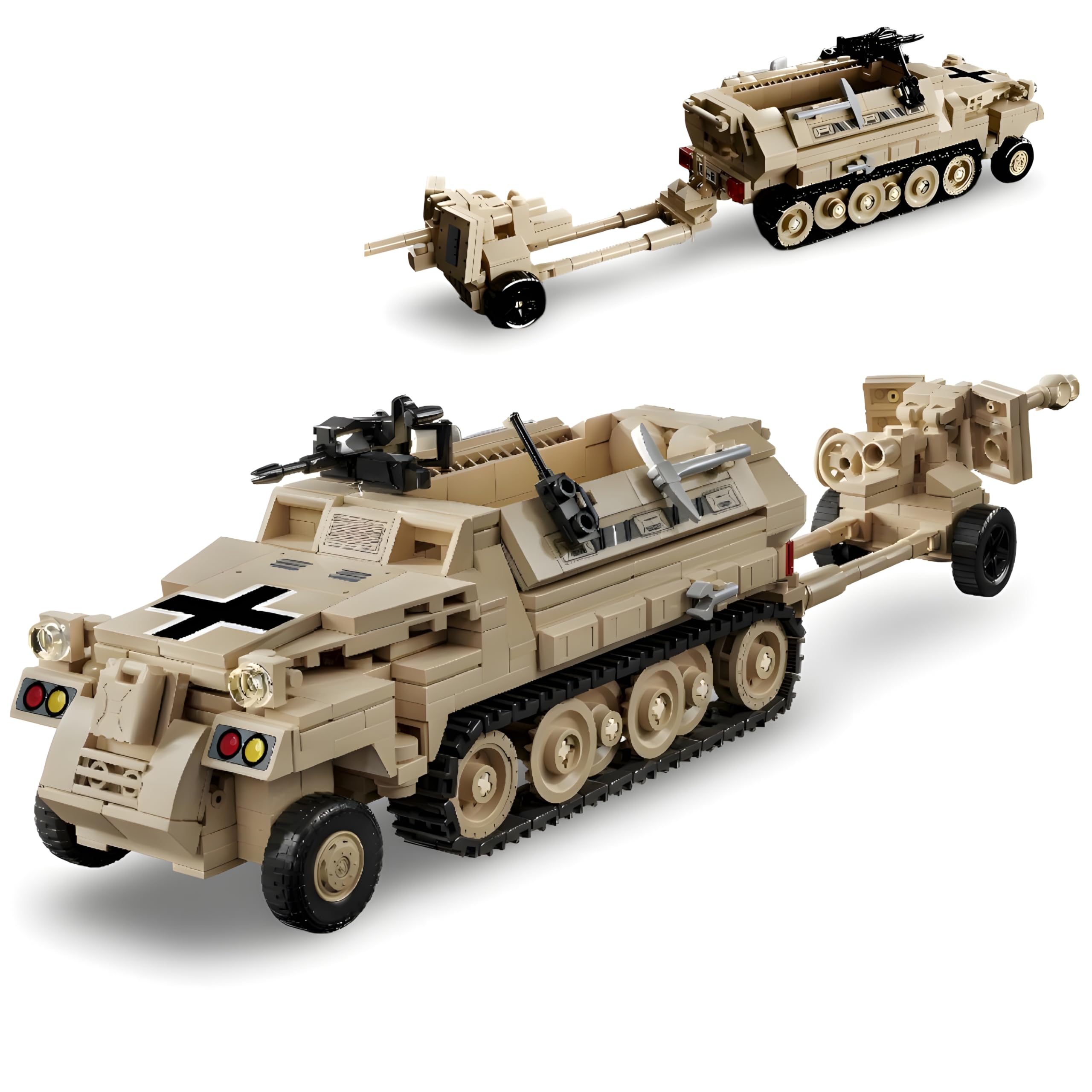 Unativer WW2 Military Vehicle Building Block Set, 562 PCS Armor Halftrack Truck Building Kit, Military Transporter Historical Collection Model Toys, Gifts for Kids Adults (66063) — image 1