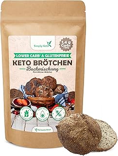 Simply Keto Lower Carb* Brötchen Backmischung (340g) - Ergibt 6-10 Keto Brötchen - Nur 2,5g Kohlenhydrate pro Brötchen - Geeignet für Lower Carb*, Paleo & Ketogene Ernährung