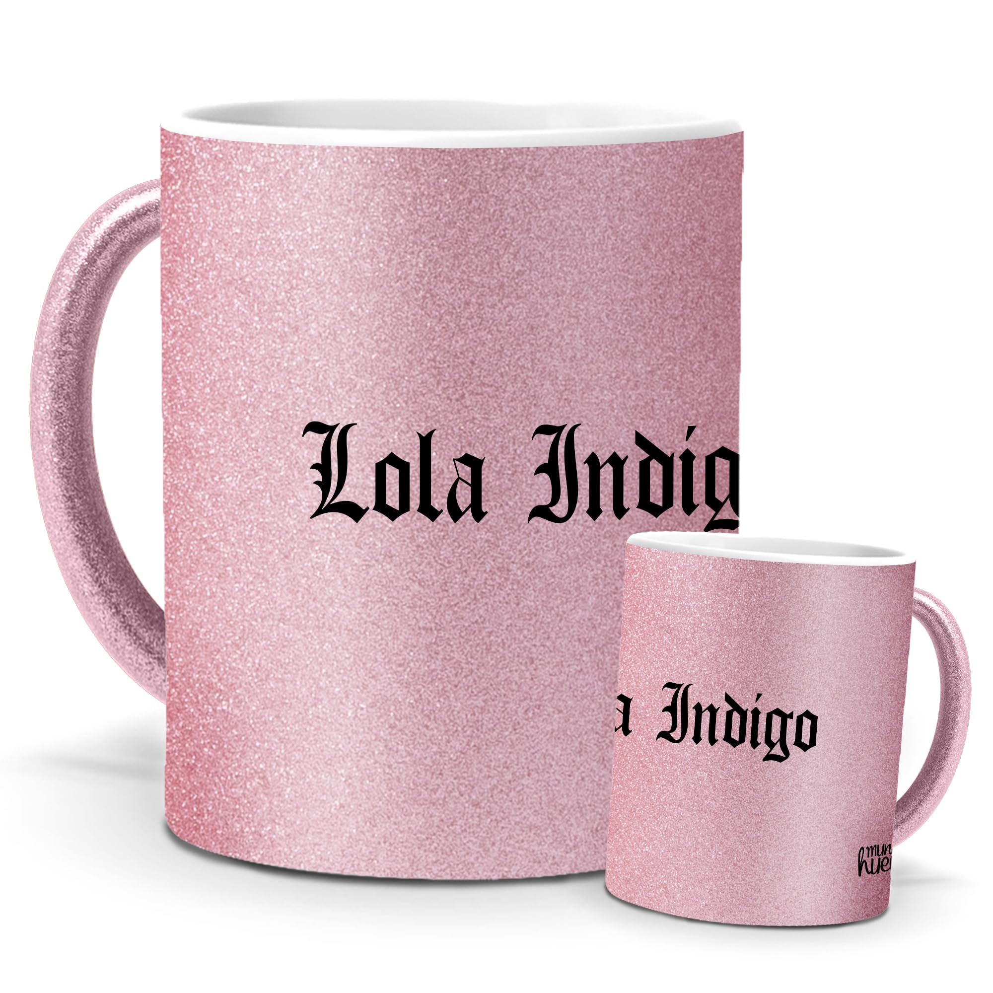mundohuevo Tazas Únicas | Lola Índigo | Edición Especial Purpurina Rosa | Mensaje Auténtico para Fans | Tazas para Café, Té... | Regalo para Fans de Cantantes