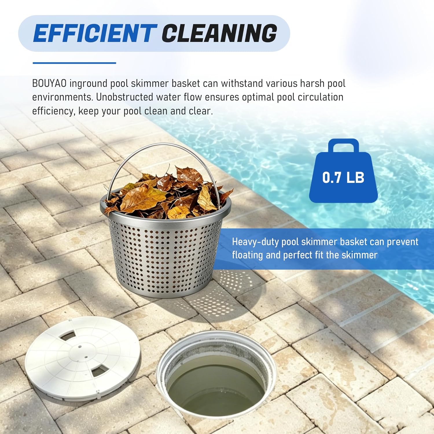 8" Inground Pool Skimmer Basket - Upgrade Aluminum Strainer Basket with Handle | for Pentair U-3, Hayward SP1070 | Direct Replacement 08650-0007 & SPX1070E Universal Filter Baskets