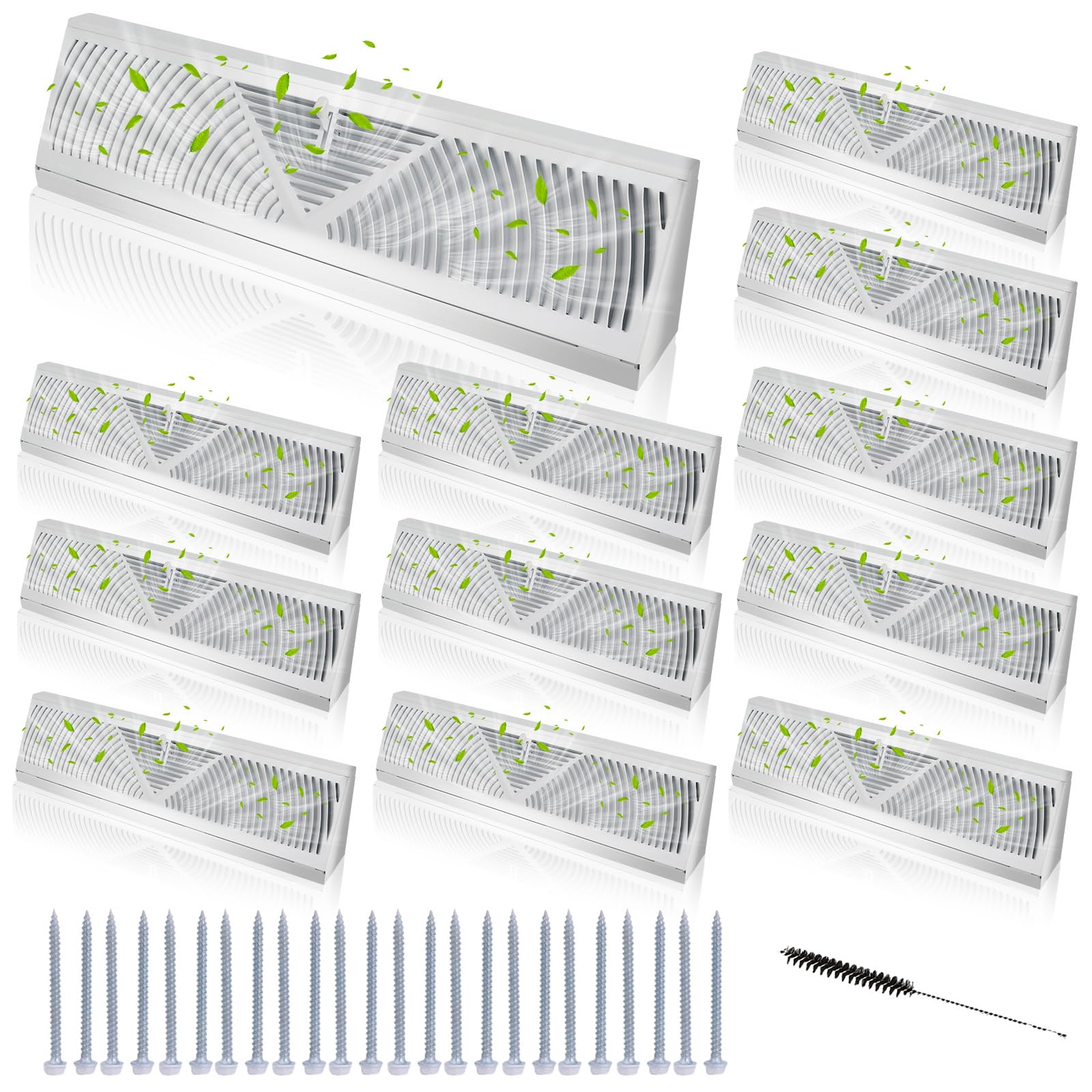 Swess 12 Pcs 18 Inch White Baseboard Register(Duct Opening Size ...