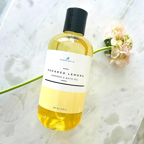 Miniatura 7 de Bluebyrd Soap - Aceite de ducha, baño y cuerpo de limones azucarados  Hidratante hidratante de aceites naturales a base de plantas, aceite de