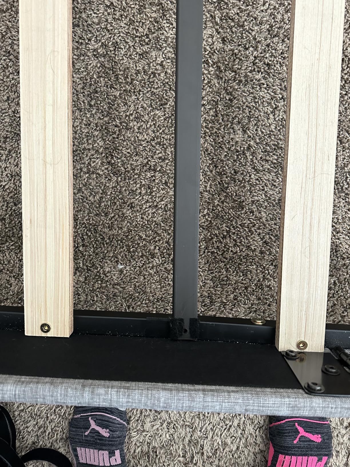 Installed bed support system in a bed frame