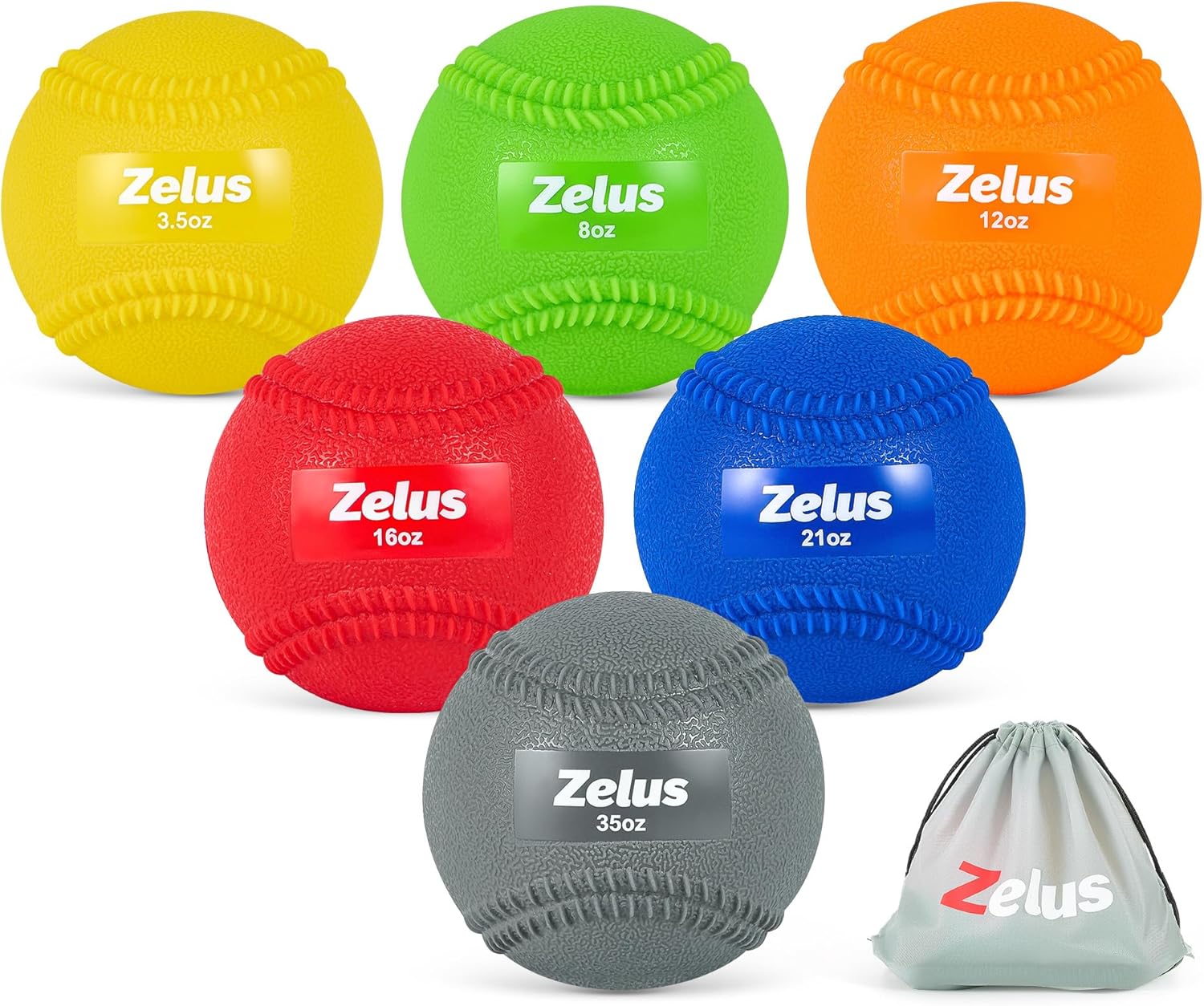ZELUS Weighted Baseball Set with Seams for Hitting Pitching, Plyometric Baseballs with Carry Bag, Variable Weighted Balls for All Skill Levels