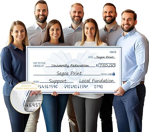 Miniatura 10 de SAYANG Cheque gigante reutilizable  30 x 16 pulgadas cheque falso gigante para donaciones de dotación, gran tamaño en blanco de cartón a cuadros