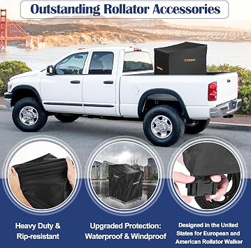 Walker Covers Waterproof,Heavy Duty 420D Cover for Rollator Walker,Universal Cover for Walker & Rollators with Wheels,Rollator Accessories with 4 Reflective Strips,4 Windproof Buckles,Air Vent