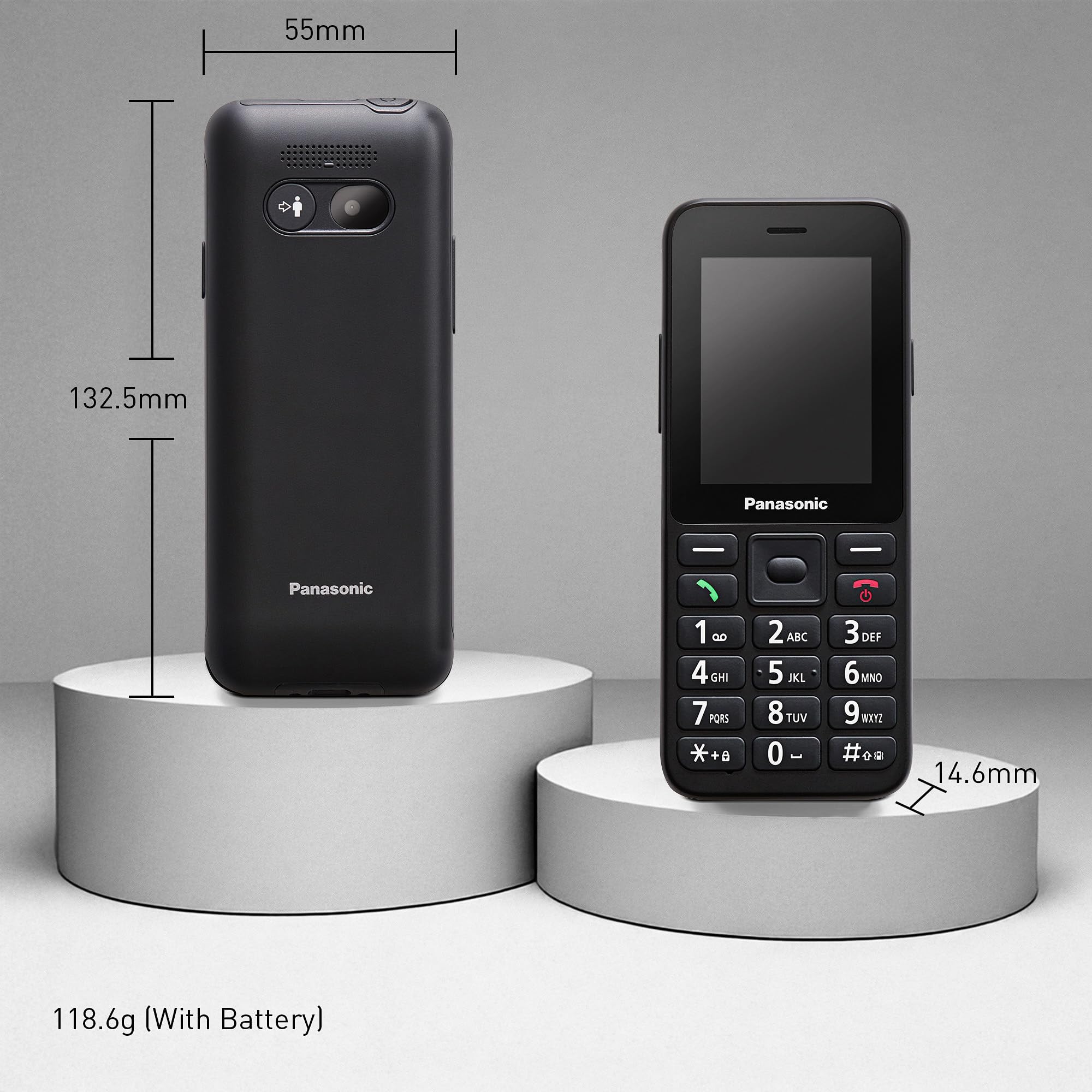 Panasonic KX-TU260EXB 4G Seniorenhandy Einfach zu bedienen, IP44, USB-C, bis zu 7.5St Laufzeit, 2,4-Zoll-Farbdisplay, Schwarz