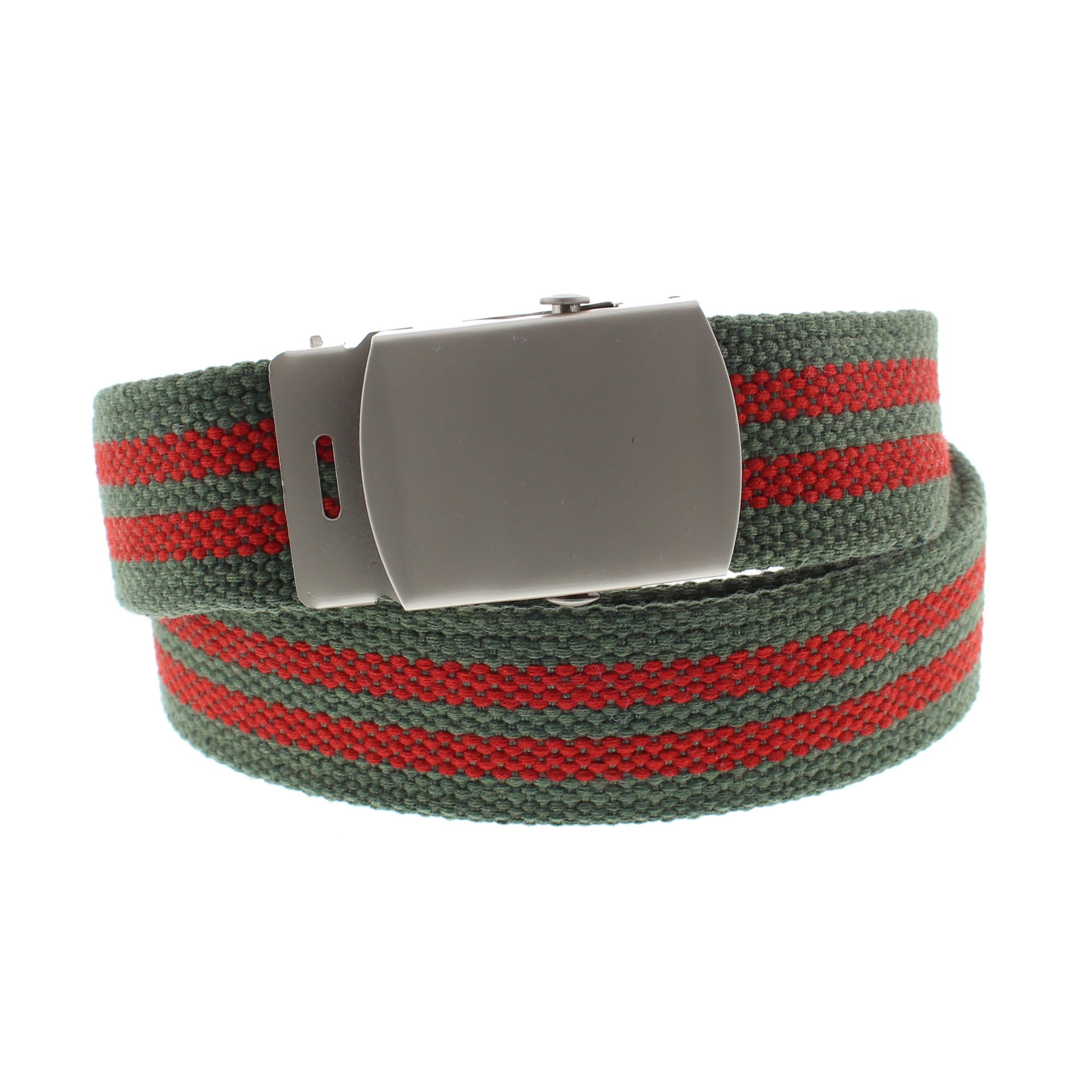Zac's Alter Ego Adjustable Striped Canvas Webbing Belt with Shiny Slider Buckle