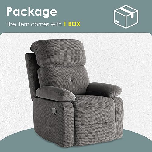 Miniatura 6 de STARY Sofá reclinable pequeño para silla de sala de estar para adultos, color gris