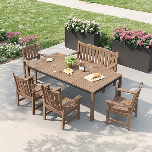 Miniatura 9 de Juego de 2 sillas de patio todo clima Stoog, silla de jardín de gran tamaño con capacidad de peso de 181 kg, fácil de ensamblar, silla de exterior