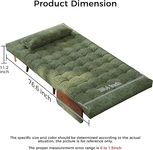 Miniatura 48 de JASIWAY Silla convertible para adultos, silla futón convertible 3 en 1 de lino con almohada, sofá cama individual plegable, cama de invitados para