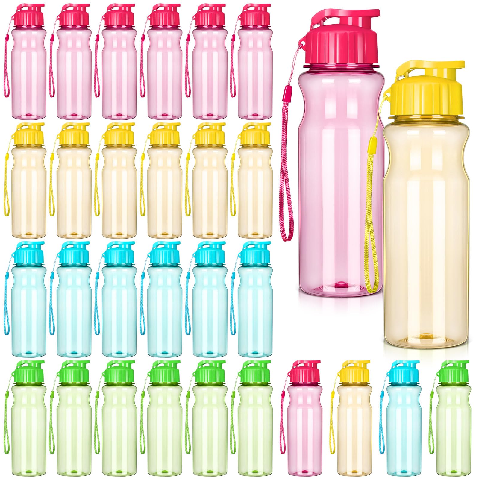 Maxcheck 30 Pieces Plastic Water Bottles for Adult Bulk 17 oz Water Bottle Bulk Reusable Leak Proof Portable Drink Bottles Sport Drink Bottles with