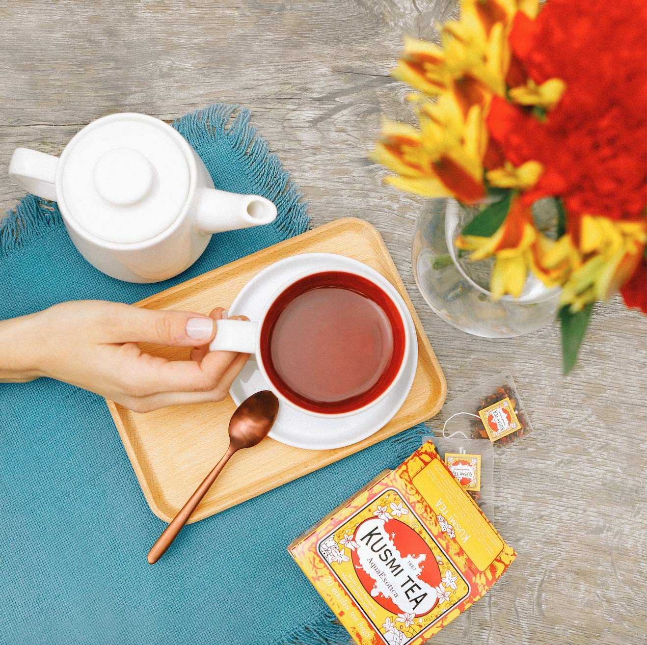 Kusmi Tea Aqua Exotica Herbal Fruit Tea Blend of Hibiscus, Apple