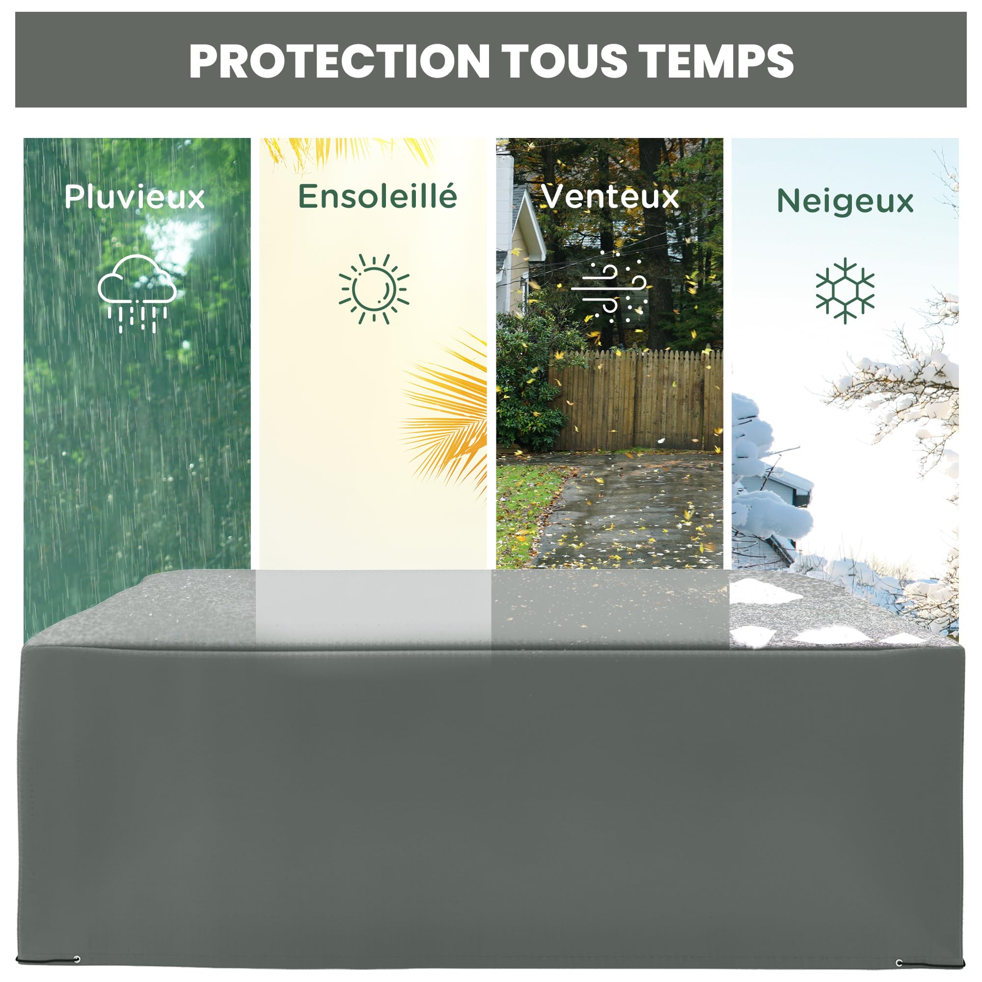 Outsunny Housse de Meubles de Jardin Imperméable Bâche Oxford 600D Gris