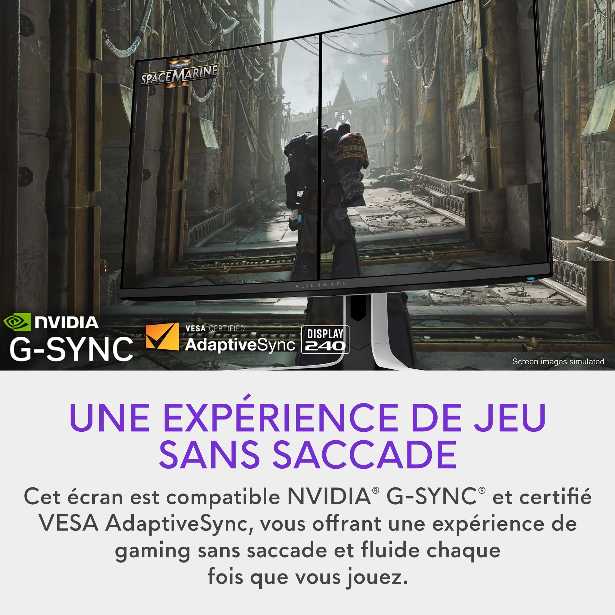 Alienware AW3225QF 32" 4K UHD (3840x2160) 1700R Écran PC Gaming Incurvé, 240Hz, QD OLED, 0.03ms, Compatible NVIDIA G-Sync, HDR, Dolby Vision, USB-C, DisplayPort, 2X HDMI, 4X USB, Garantie 3 Ans