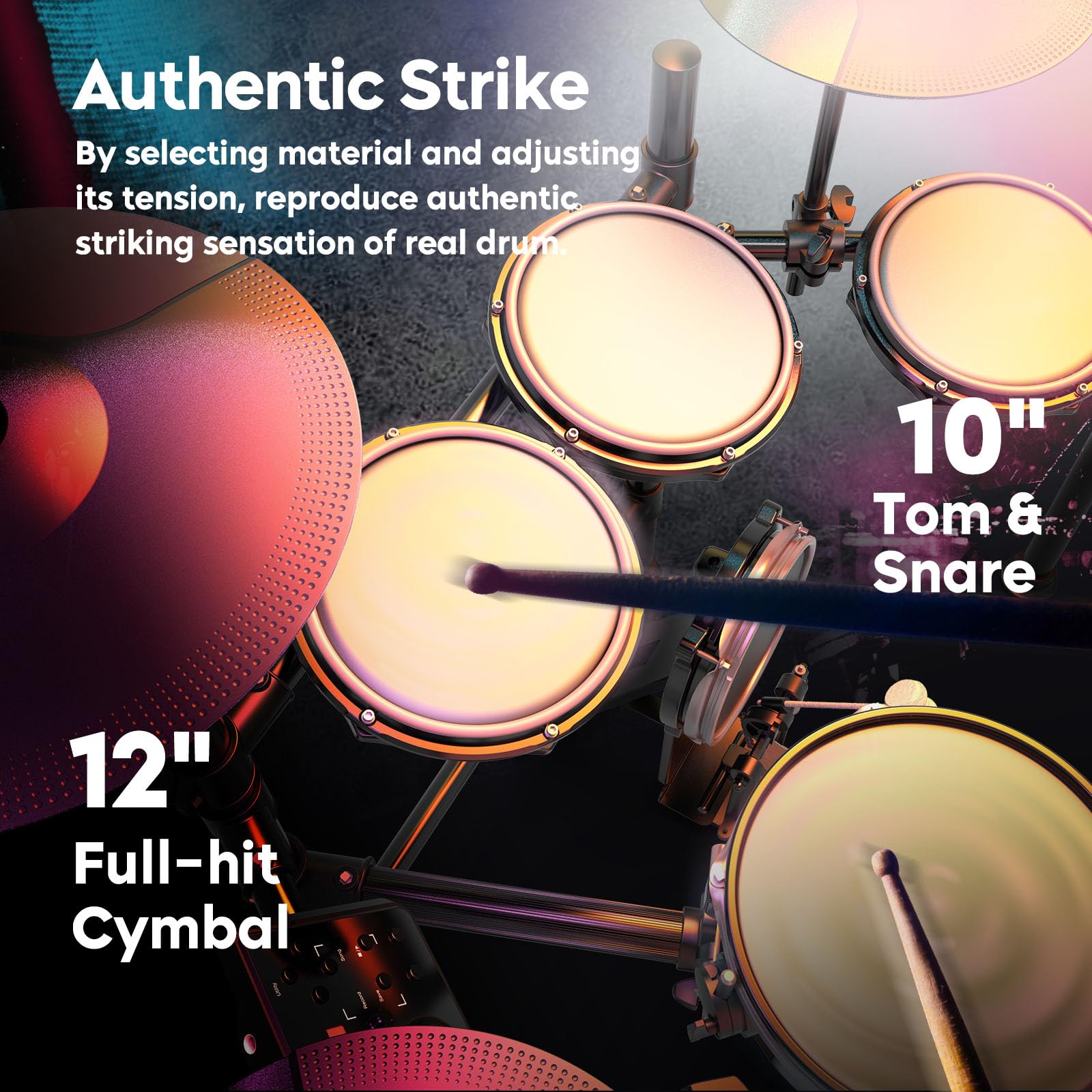 ALLSET 700 Professional Electric Drum Sets with Mude Mesh Drum Pads, 10