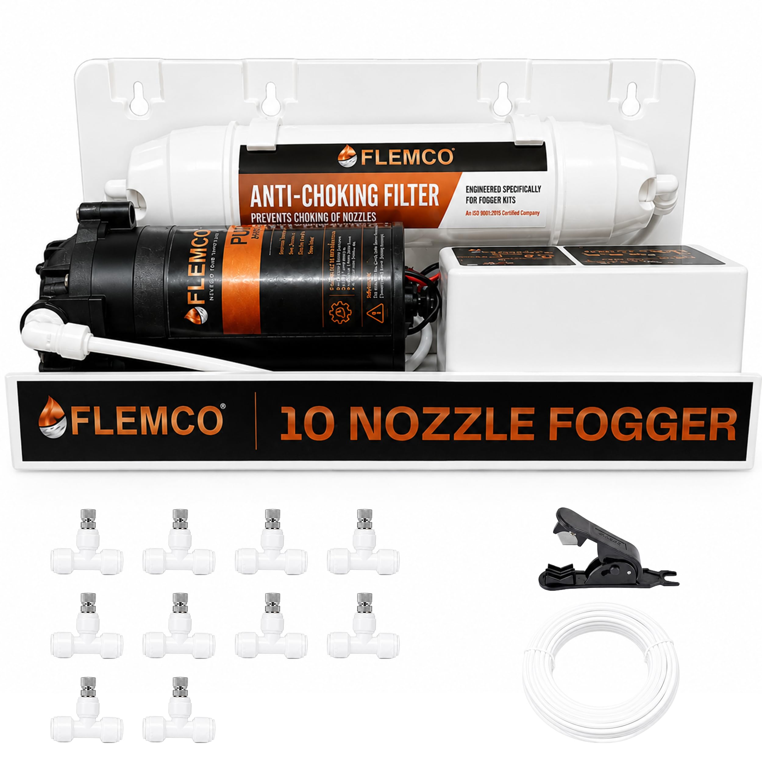 Beta Compact Fogger Kit with 10 Nozzles for Dairy Farm, Greenhouse, Restaurant & Patio Cooling | High Pressure Misting System with Timer & Pump-image-14