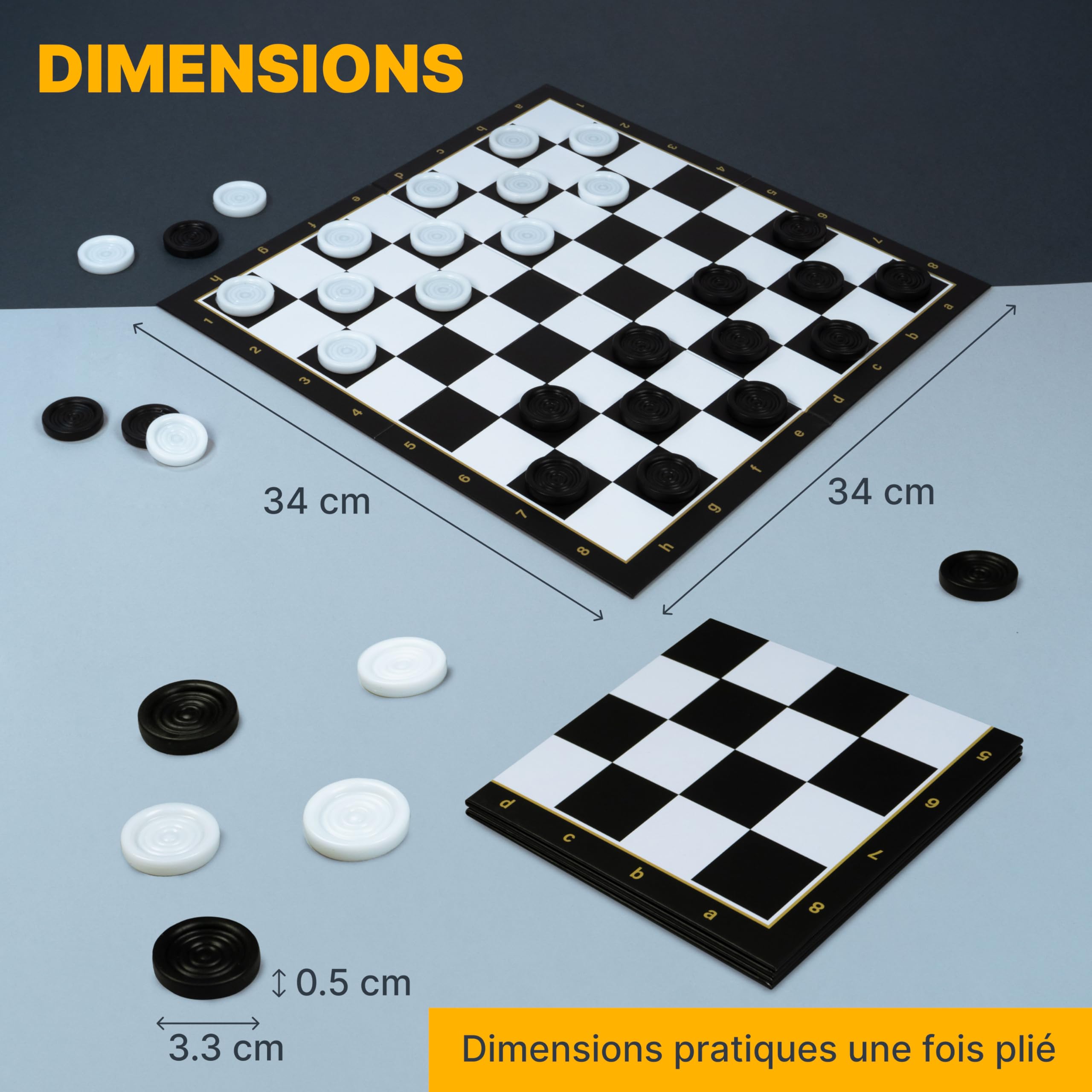 Jeu de Dames avec 30 Pions - Jeu de Société Classique pour Enfants Et Adultes