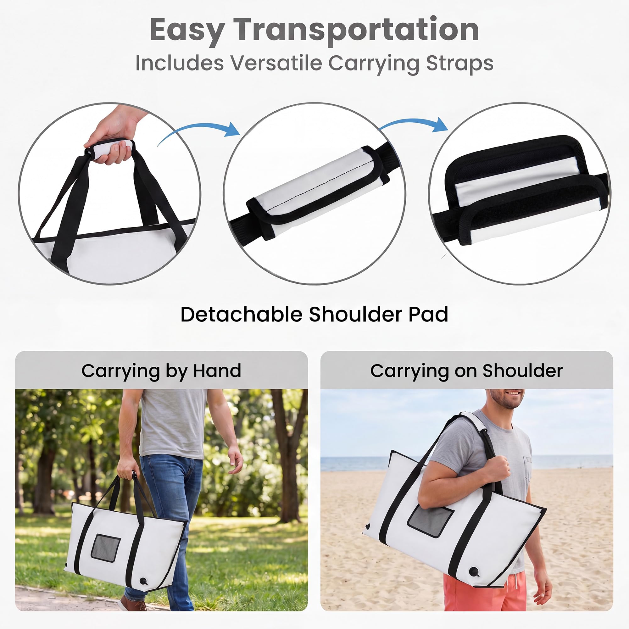 LIFEZEAL Isolierte Fisch-Kühltasche, Tragbare Fischtötungstasche, Angeltasche mit Ablaufstopfen, hält EIS kalt über 24 Stunden, Tragetasche für Fischen, Camping & Picknick (Weiß, 122 x 46 x 51 cm)