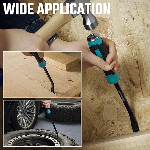 Miniatura 7 de DURATECH Juego de barra de palanca de 3 piezas, incluye 8, 12 y 18 pulgadas, tapa de martillo, punta en ángulo para hacer palanca y mover objetos