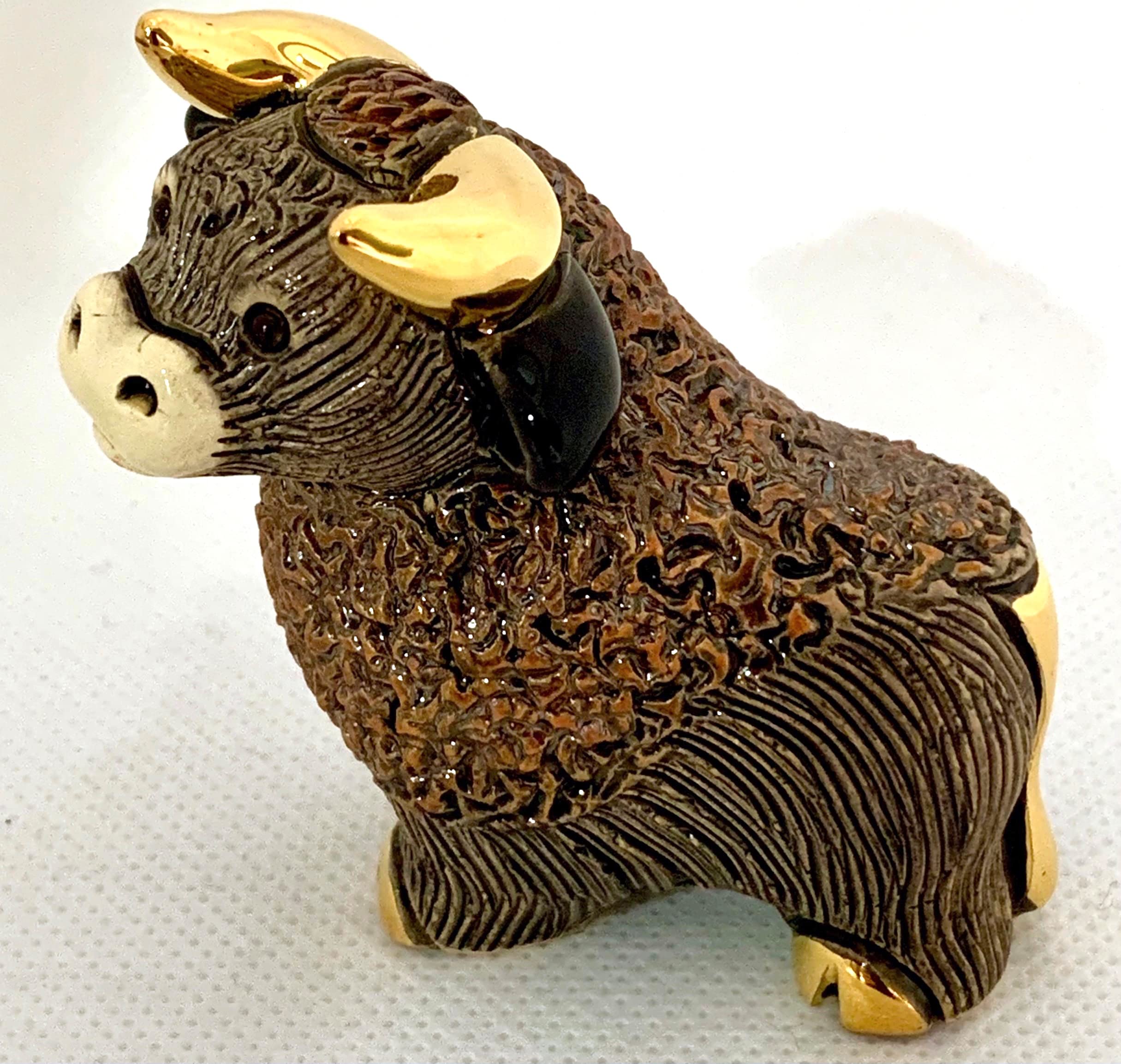 Handmade Scupted Ceramic Miniture Bull Figurine - De Rosa Mini Collection