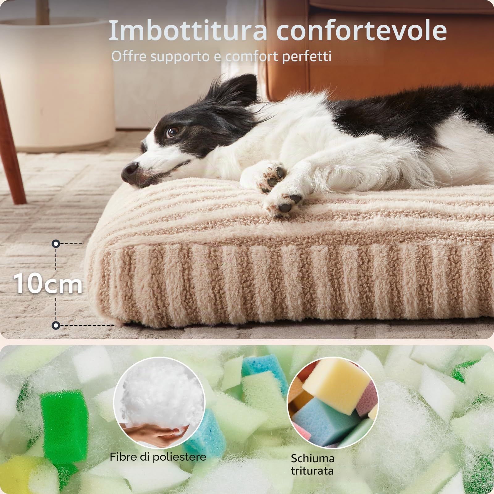 Pawk Cuccia Cane Interno, Cuscino per Cani Taglia Grande, Cuscino Cane Sfoderabile e Lavabile, Cuccia per Cani Soffice Traspirante Antiscivolo, 89x58x10cm