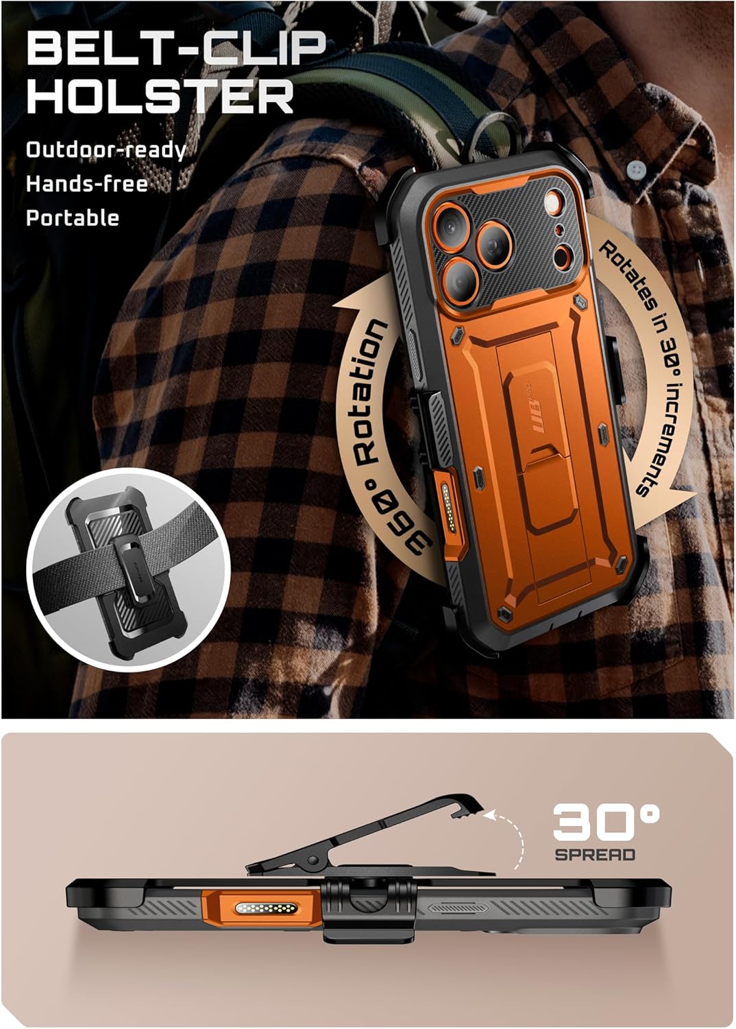 SUPCASE for iPhone 17 Pro Max Case with Camera Control Button (Unicorn Beetle Pro), [Built-in Kickstand & Screen Protector] [Military-Grade Protection] Full Body Heavy Duty Phone Case, Coral